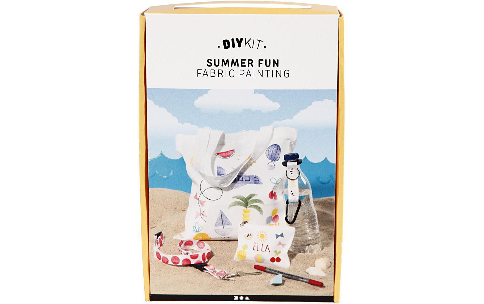 Creativ Company Sommer – Textil-Bastelset – inkl. Textilmalstifte, Stempel & 4 Textilteile – Mehrfarbig