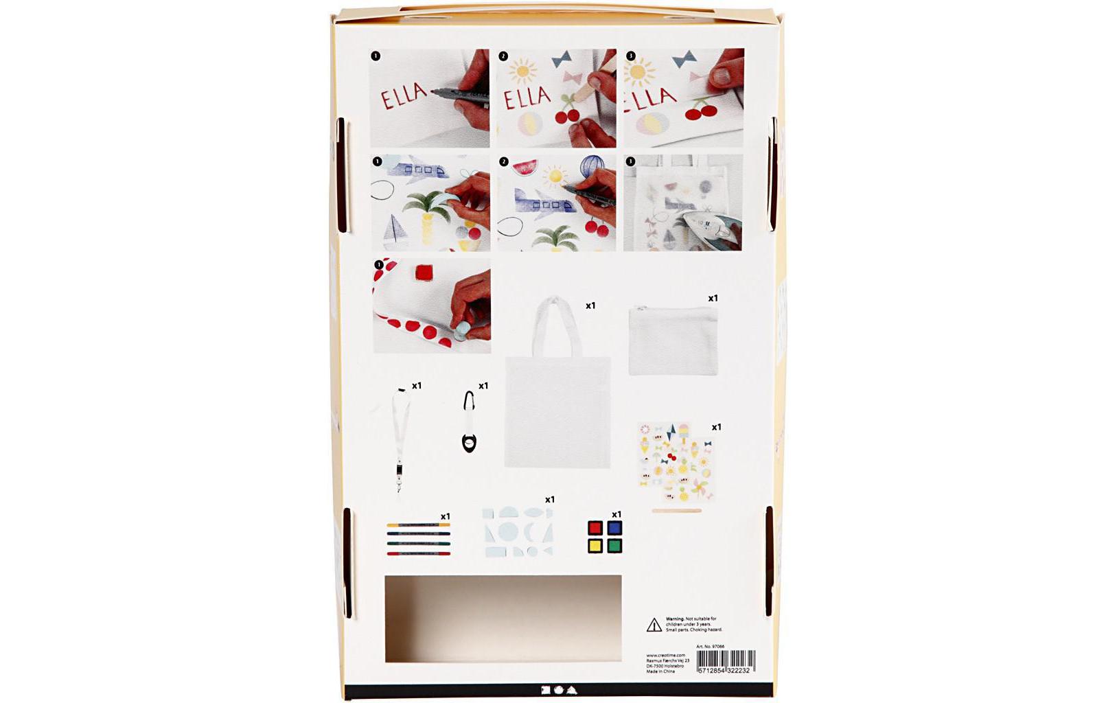 Creativ Company Sommer – Textil-Bastelset – inkl. Textilmalstifte, Stempel & 4 Textilteile – Mehrfarbig