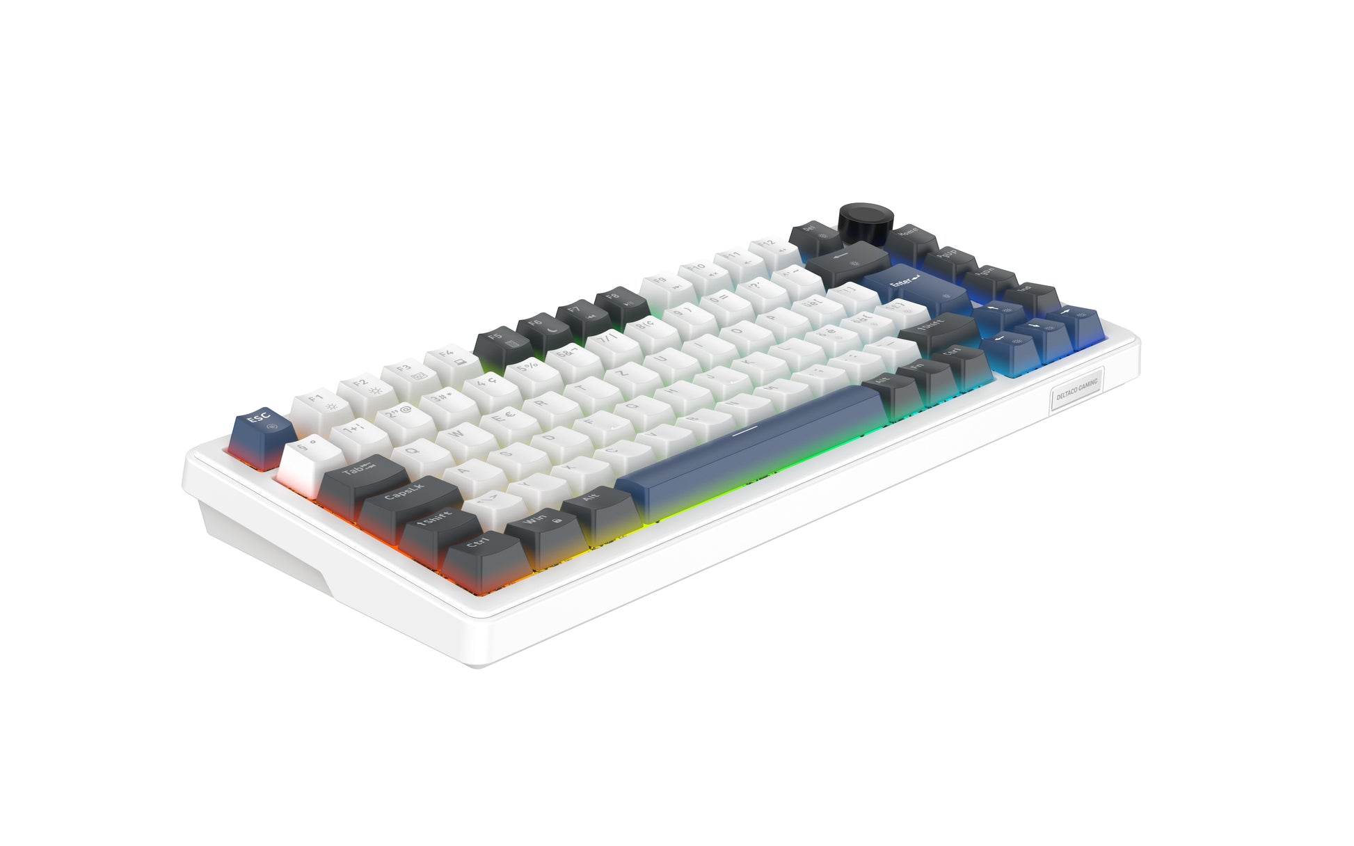 Deltaco Gaming DK480 – Gaming-Tastatur 75% – Mechanisch, RGB – USB-C kabelgebunden – QWERTZ (CH) – Weiss