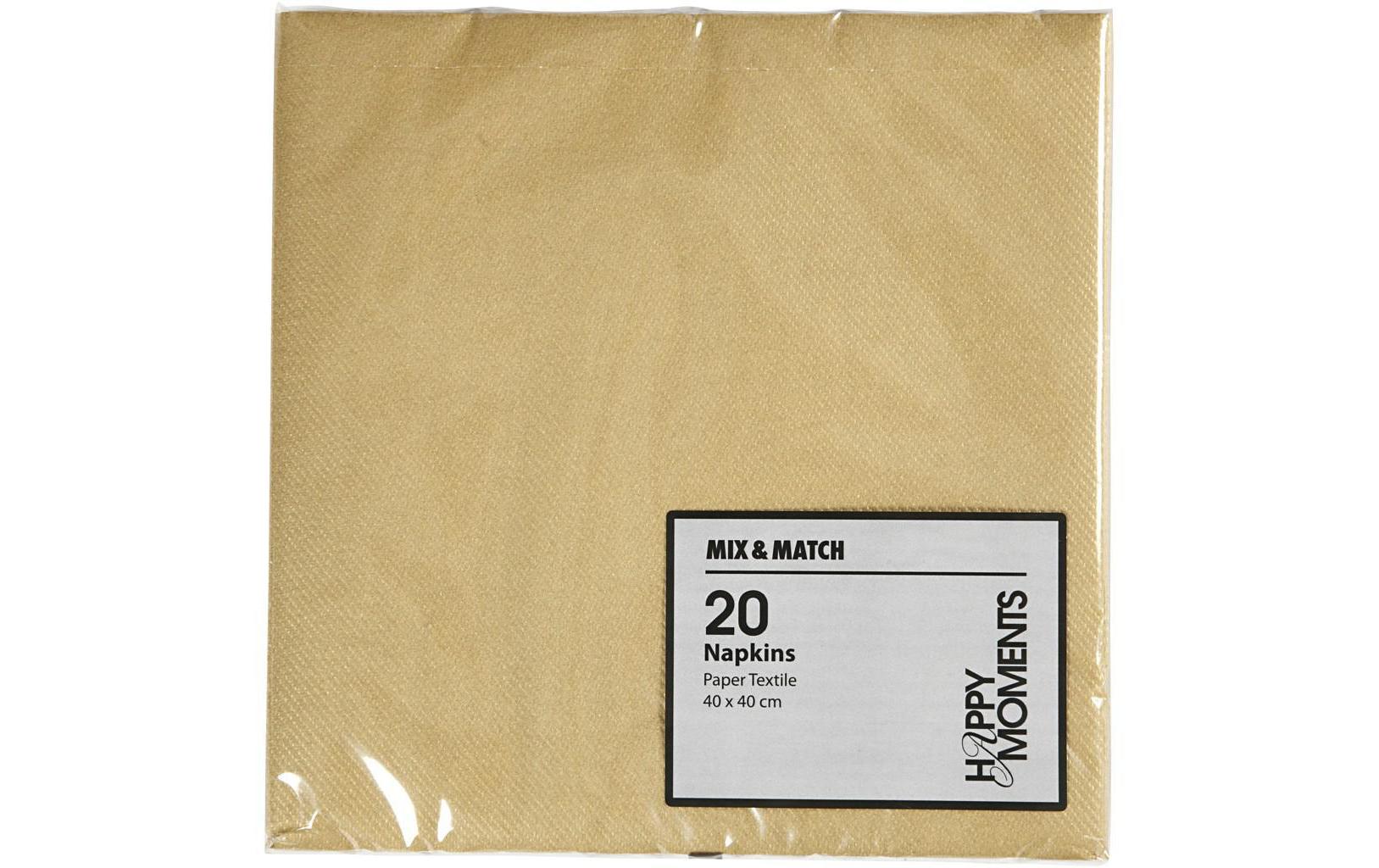 Creativ Company Servietten gold – 40 × 40 cm, 1-lagig – 20 Stück