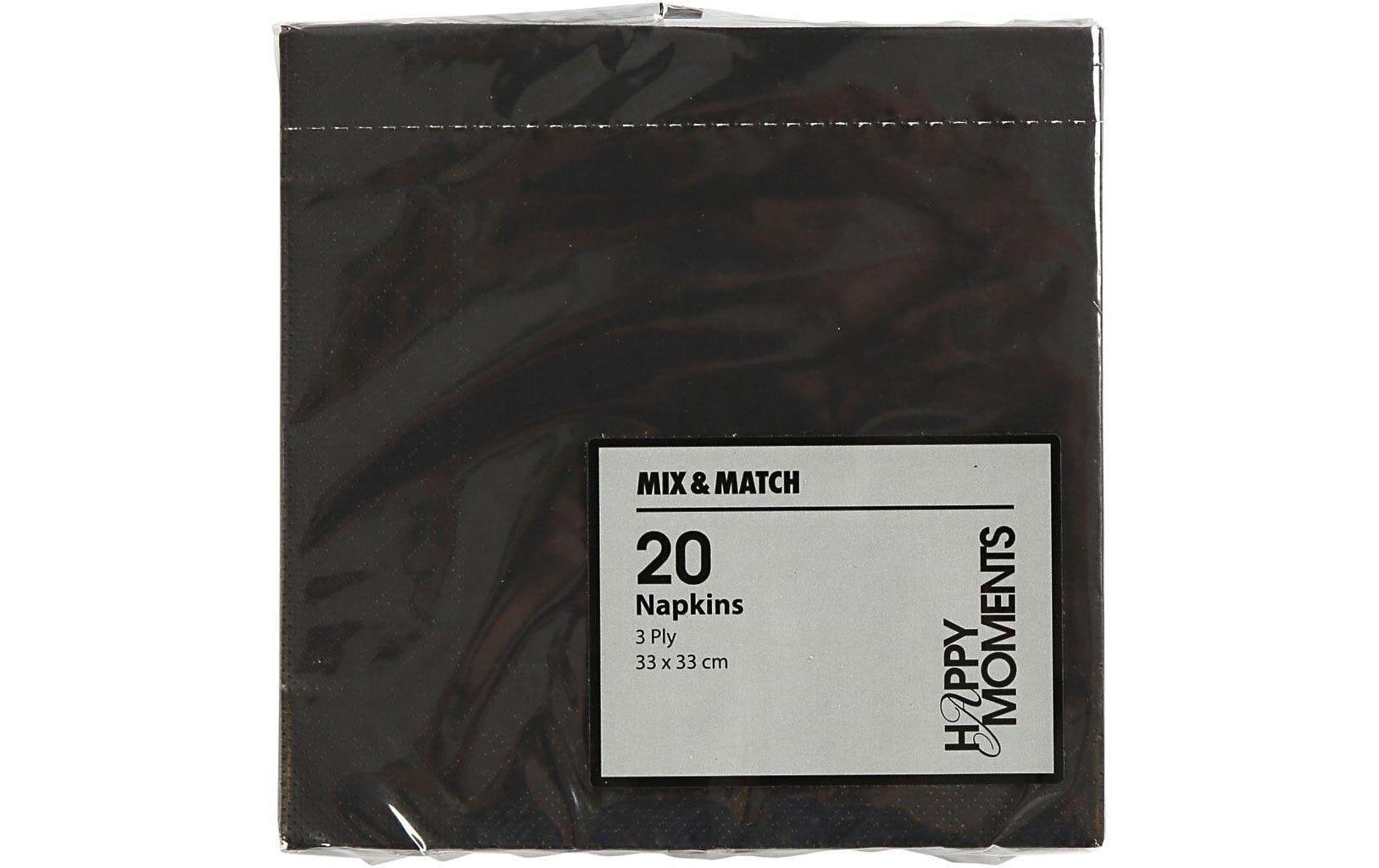 Creativ Company Servietten – schwarz – 33 × 33 cm, 3-lagig – 20 Stück
