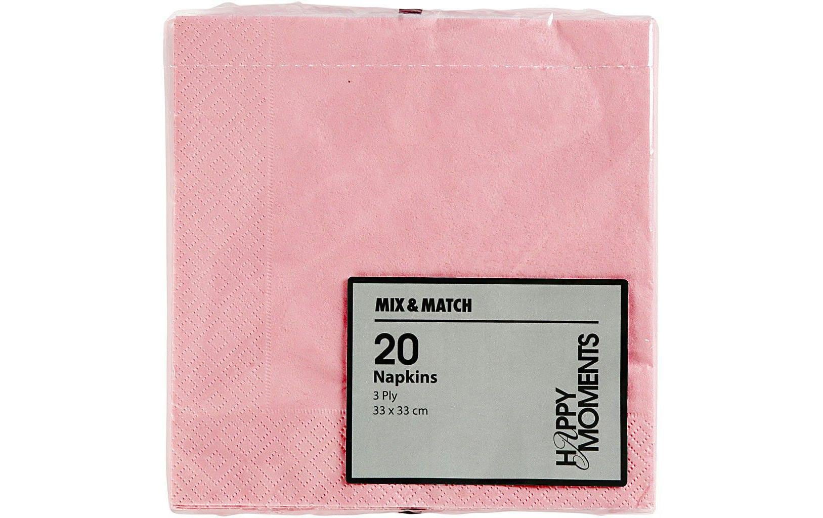 Creativ Company Servietten rosa – 33 × 33 cm, 3-lagig – 20 Stück