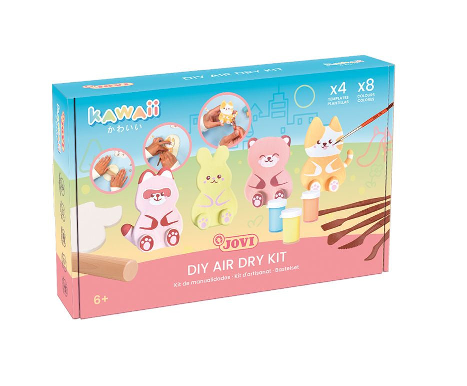 Jovi Kawaii Kreativ – Knete-/Modelliermasse-Set – 500 g – lufthärtend – 8 Farben – ab 6 Jahren