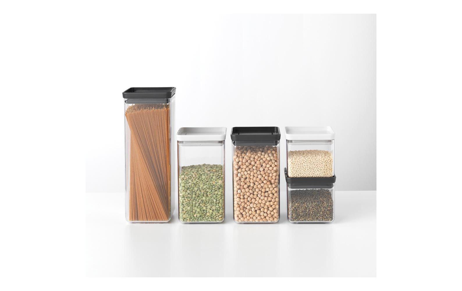 Brabantia Vorratsdose 700 ml, 11 × 11 × 10,5 cm, Kunststoff/Silikon, transparent/schwarz
