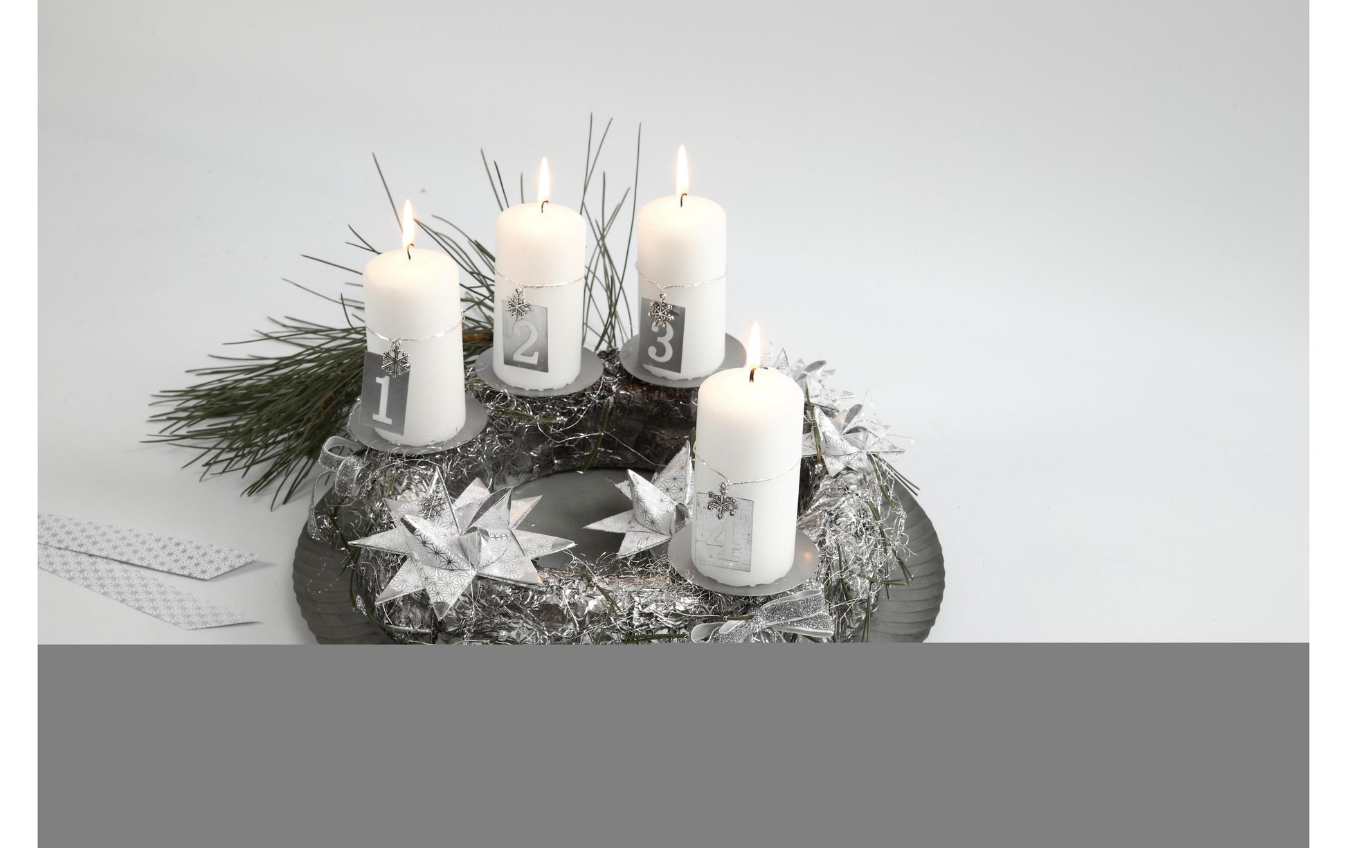 Creativ Company Kerzenständer – Metall, Silber – Ø 7 × 6 cm – 4-teilig
