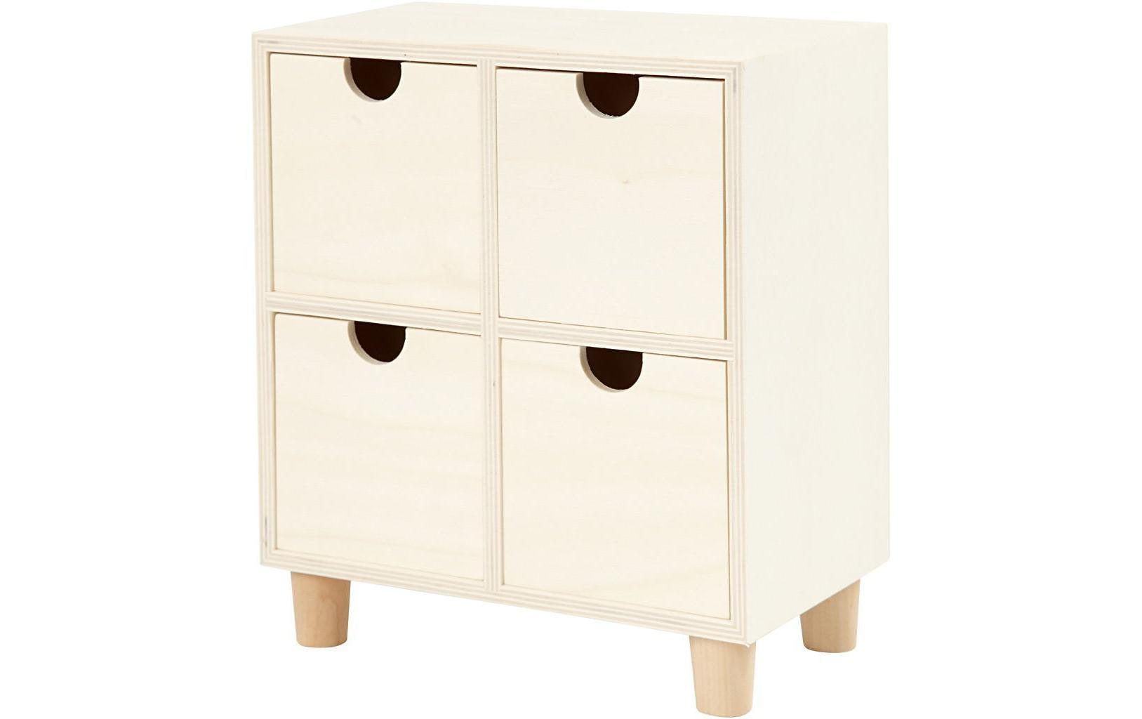 Creativ Company Mini Schubladenturm 4 Schubladen – natur – 200 × 230 × 115 mm