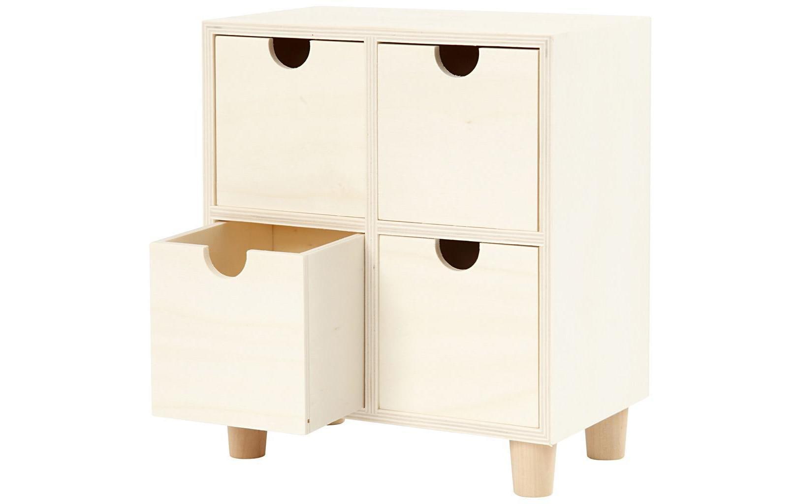 Creativ Company Mini Schubladenturm 4 Schubladen – natur – 200 × 230 × 115 mm