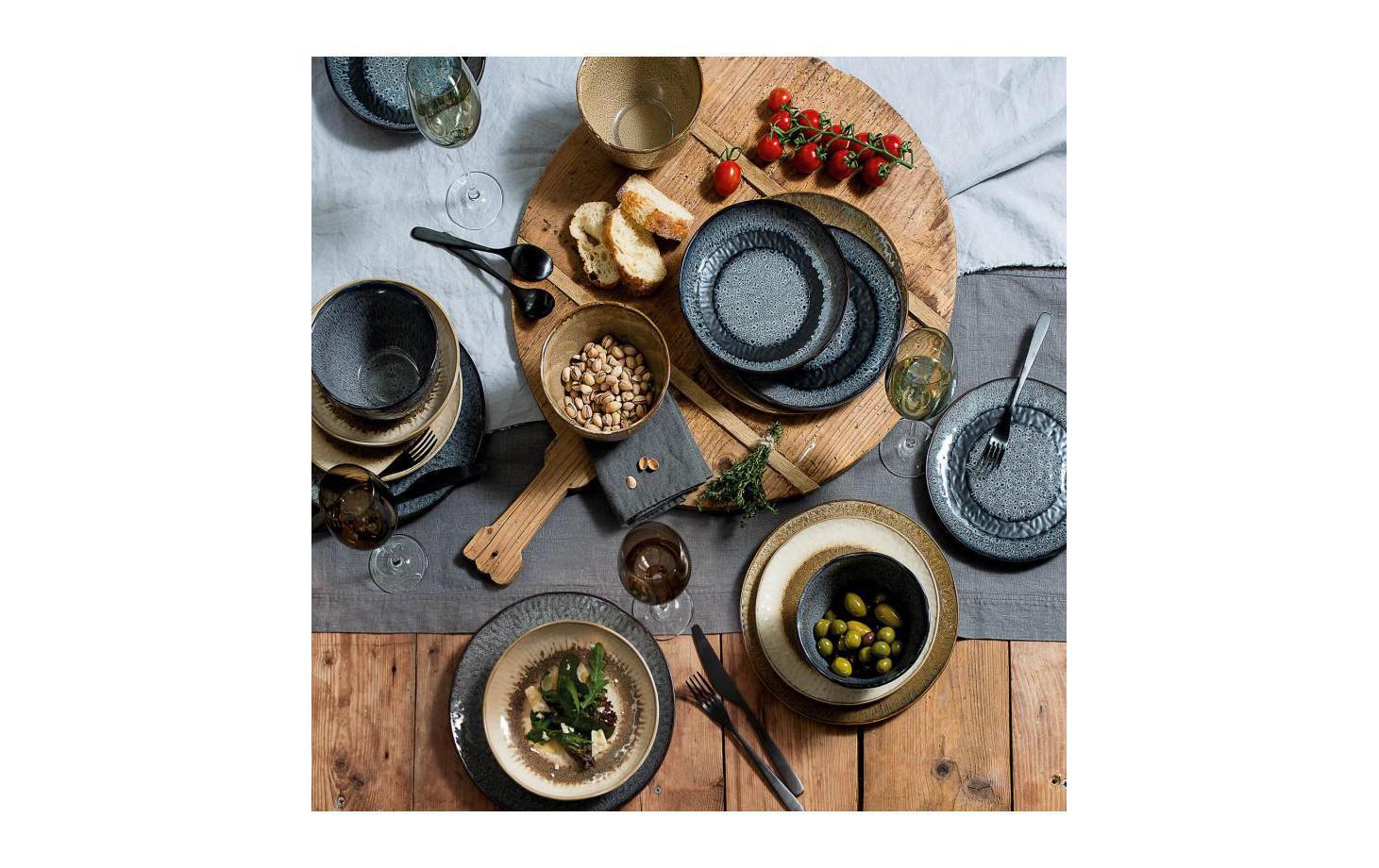 LEONARDO Speiseteller Matera – 6er Set, Ø 27 cm, Keramik, Anthrazit, spülmaschinenfest, mikrowellengeeignet