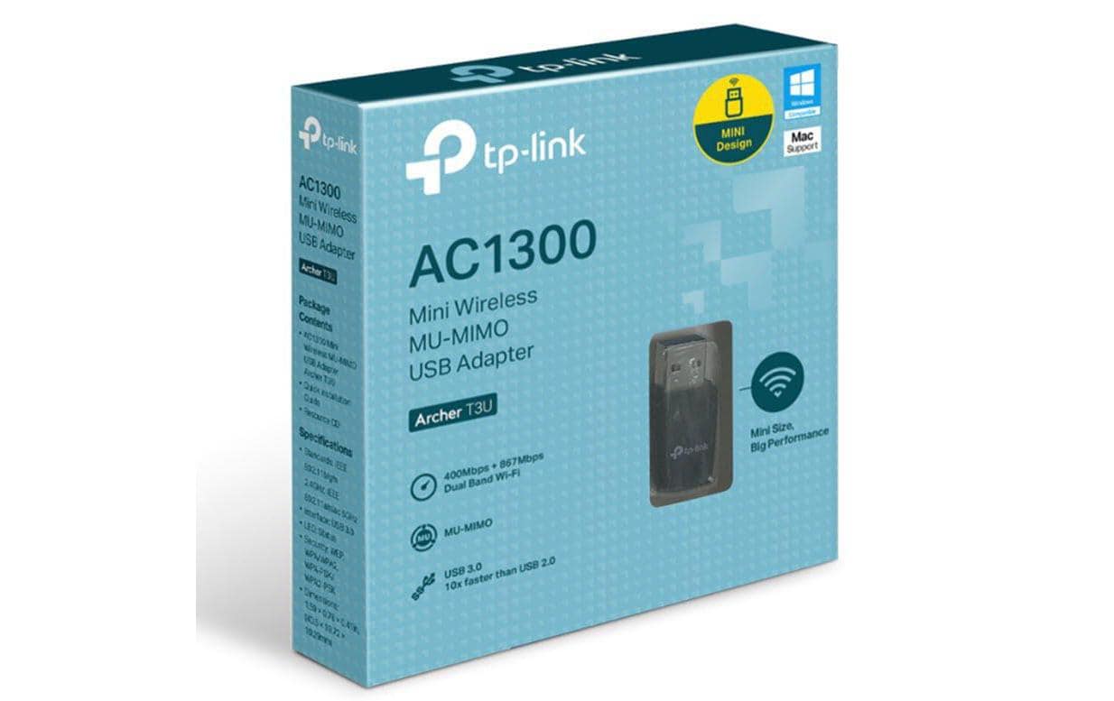 TP-Link Archer T3U USB-WLAN-Adapter – Wi-Fi 5 (802.11ac), Dualband, bis 867/400 Mbit/s, USB 3.2 Gen 1