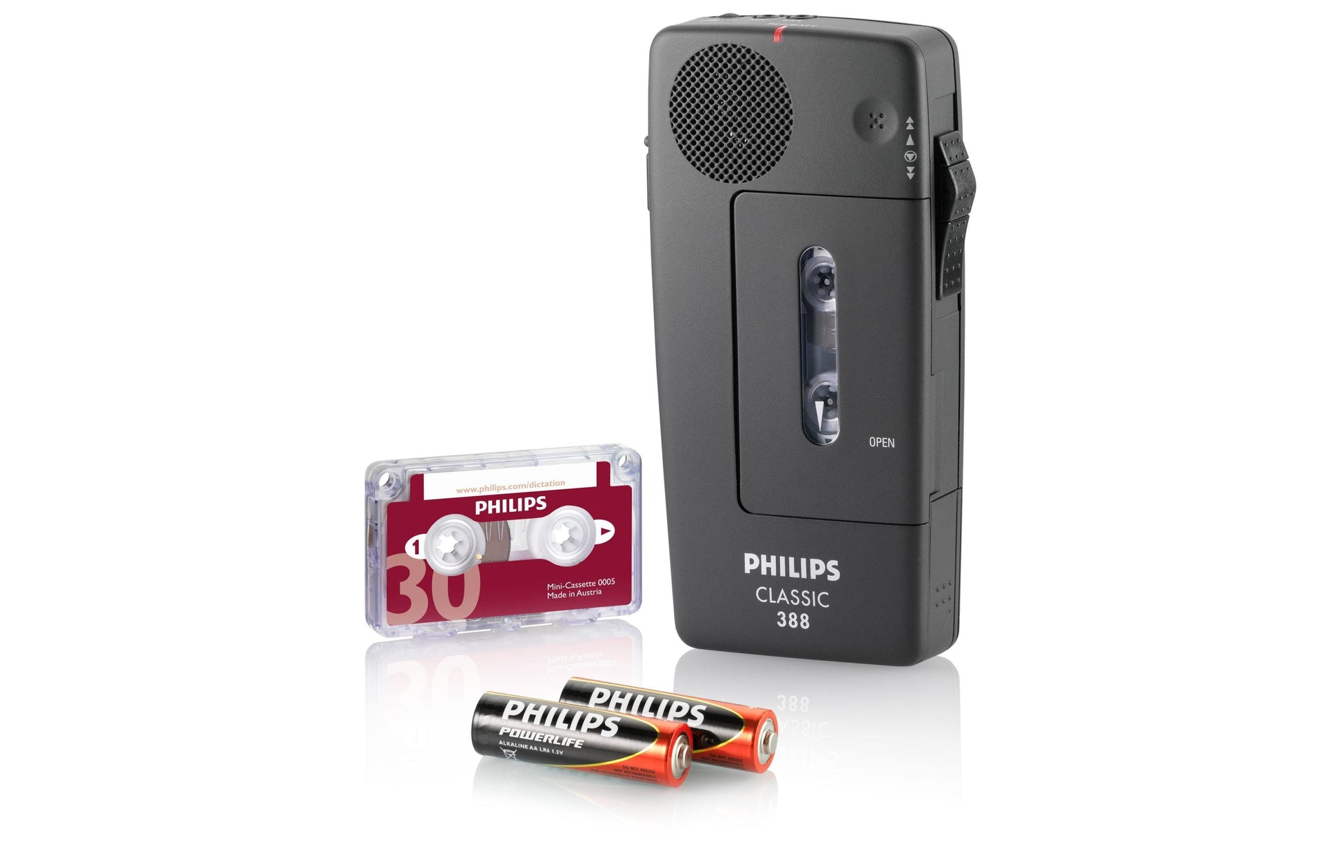 Philips Pocket Memo LFH0388 – Diktiergerät (digital) – Kassette, Batteriebetrieben 2× LR6 – Schwarz