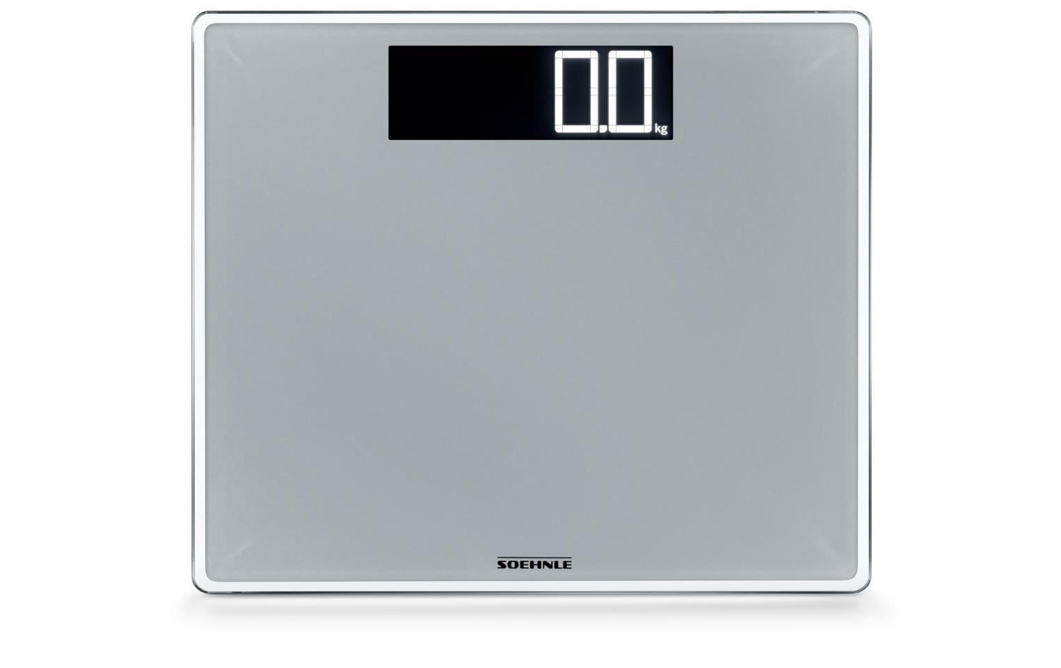 Soehnle Digitale Personenwaage Style Sense Comfort 600 – Genauigkeit 100 g – 200 kg – Silber – Sicherheitsglas