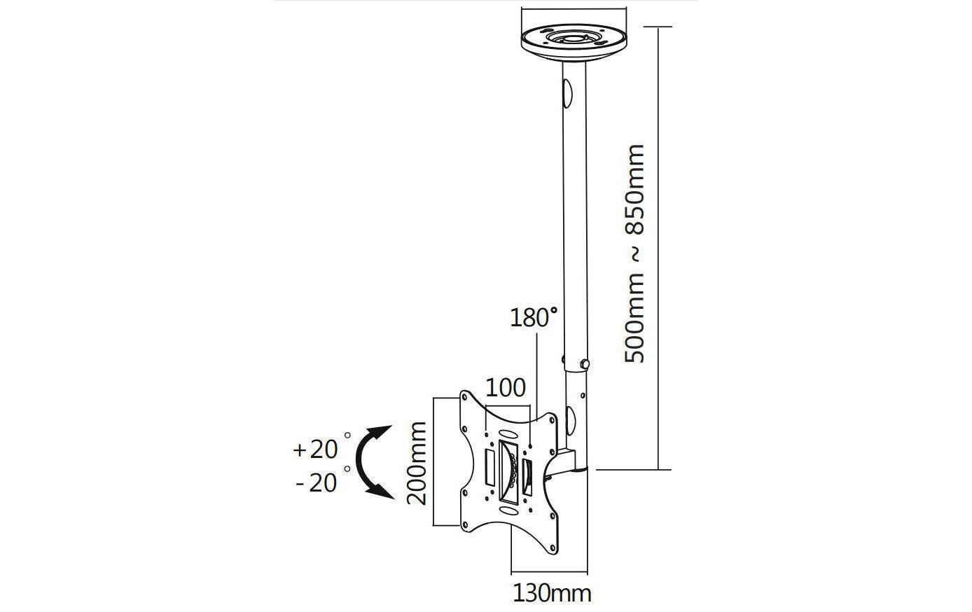 Neomounts Deckenhalterung – 10–40" – VESA 75×75–200×200 – bis 30 kg, Teleskopmast – FPMA-C060BLACK