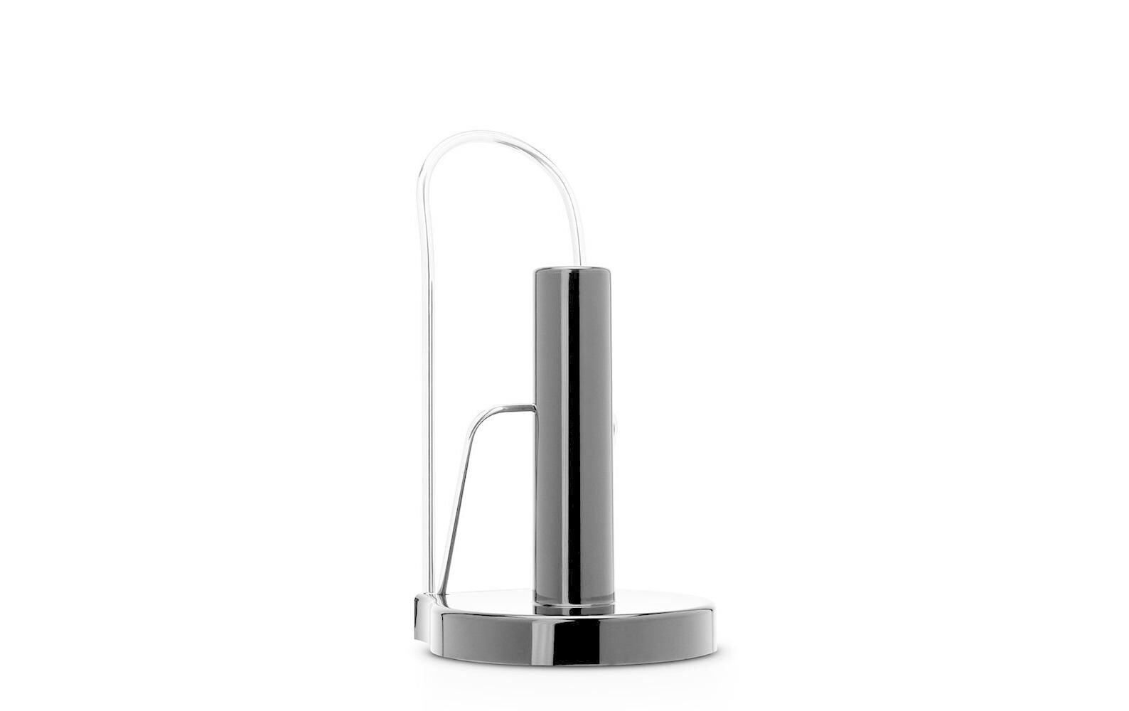 Brabantia Küchenrollenhalter Kunststoff/Edelstahl, 13 × 12 × 22 cm, mit Rollenfixierer, Silber/Schwarz
