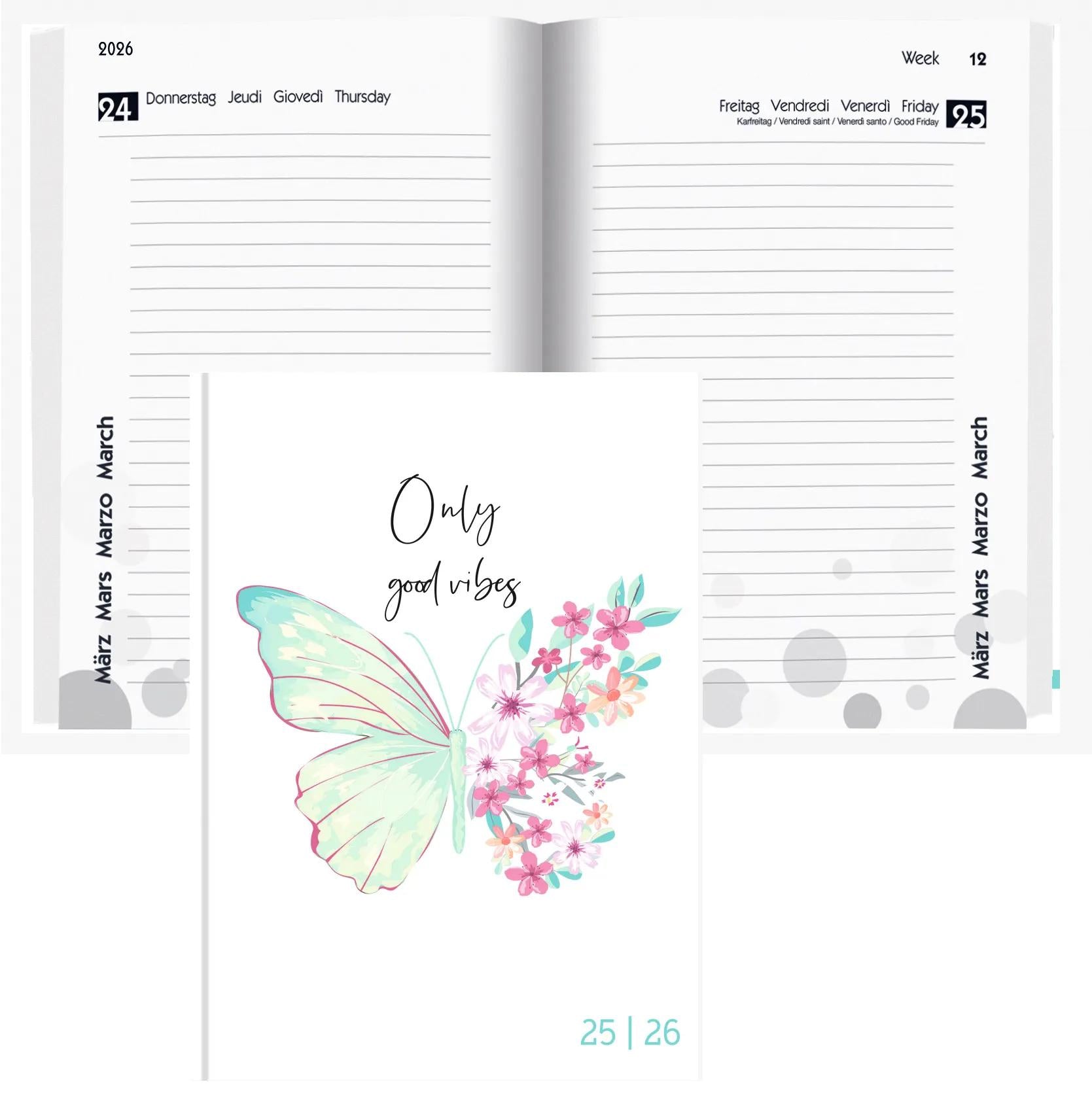 Biella mydiary Schüleragenda – 1 Tag/Seite, gebunden, 12 × 16,5 cm, Aug–Jul, Style, FSC