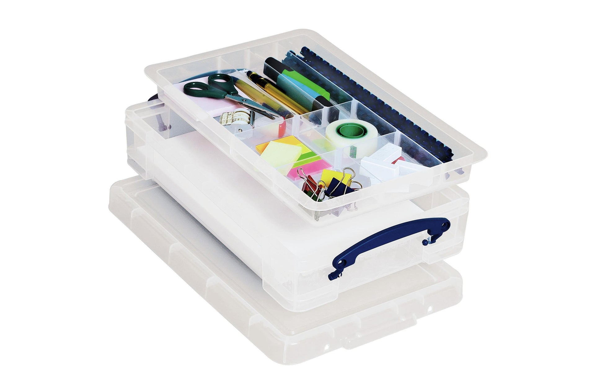 Really Useful Boxes Aufbewahrungsbox 4 L ohne Deckel – Kunststoff – Transparent – 395 × 88 × 255 mm