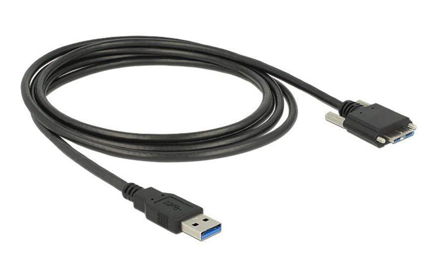 DeLOCK USB-A auf Micro-USB-B Kabel – USB 3.2 Gen 1 (5 Gbit/s) – 3 m – Verschraubbar – Schwarz