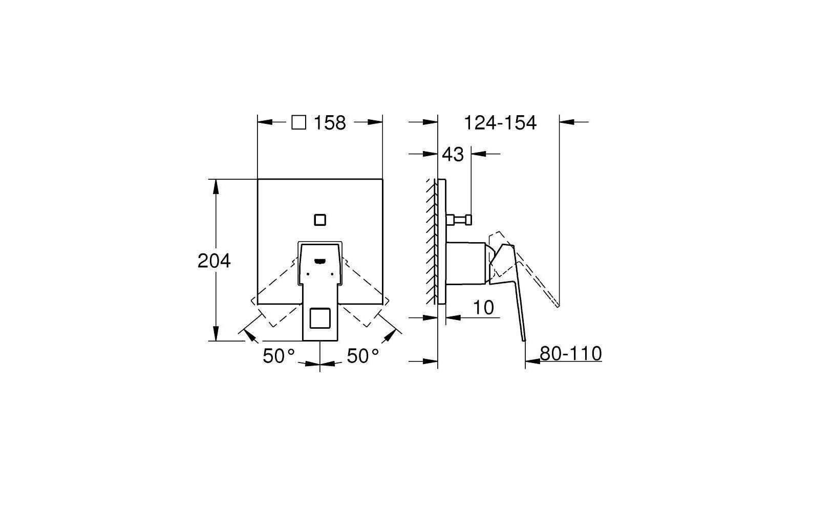 GROHE Eurocube Einhebelmischer – Anschlussmass 46 mm, Höhe 180 mm, Messing, Chrom, 27 l/min, für Waschbecken