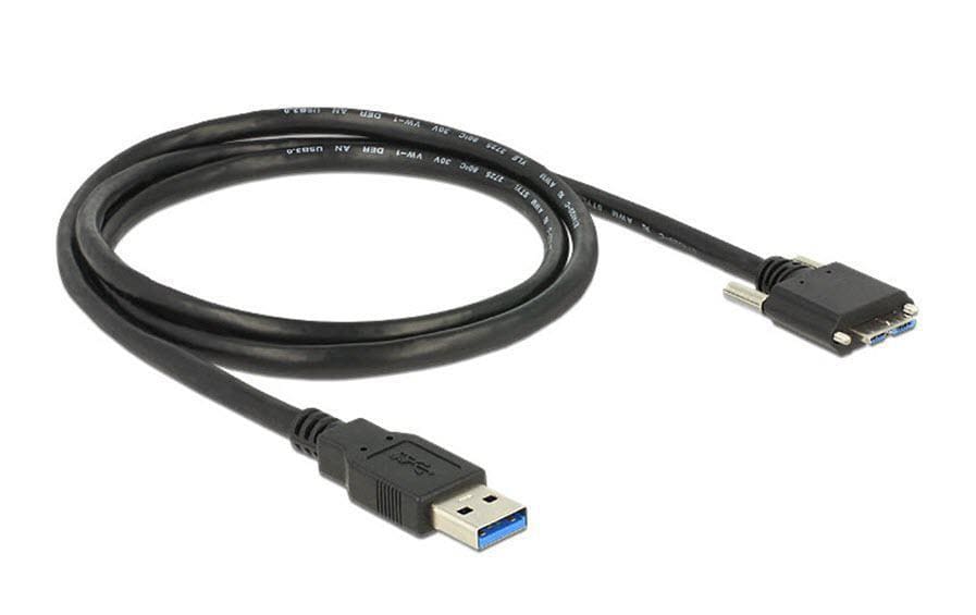 DeLOCK USB-A auf Micro-USB-B Kabel – USB 3.2 Gen 1 (5 Gbit/s) – 1 m – Verschraubbar – Schwarz