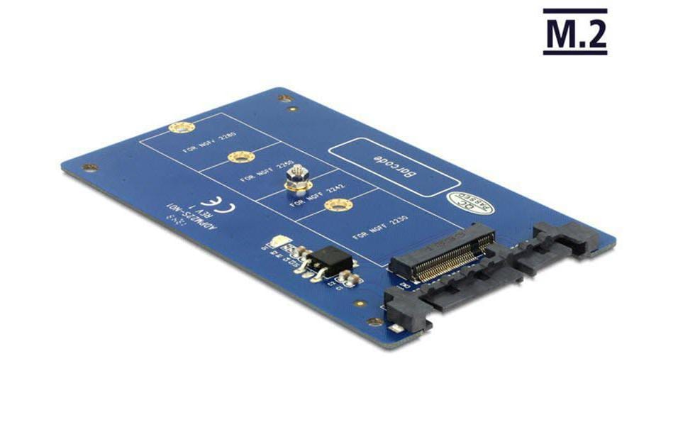 DeLOCK 62559 Adapterplatine M.2 zu SATA – 6 Gbit/s, M.2 Key-B zu SATA mit Strom, 60 × 100 × 5 mm, Blau