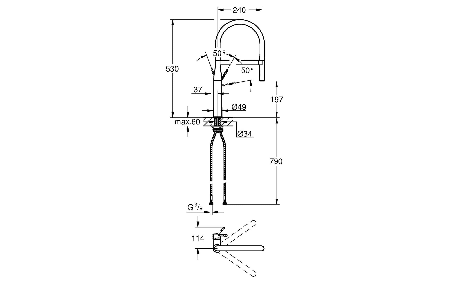 GROHE Unterputz-Badebatterie Essence – 34×69×6,5 cm, Messing, Deckmontage, Chrom