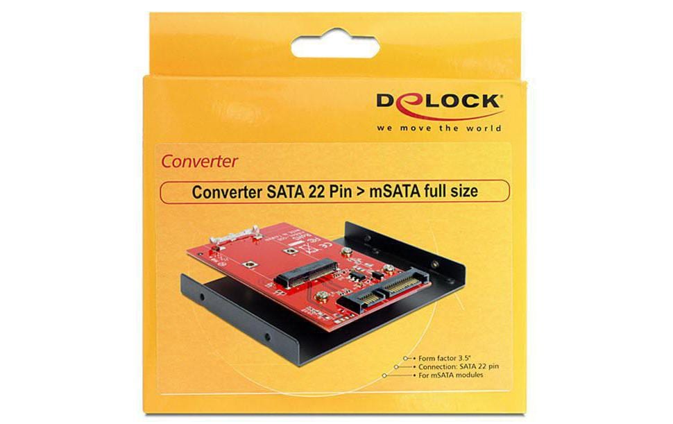 DeLOCK 62415 Adapter mSATA zu SATA – 6 Gbit/s, 3,5" Einbaurahmen, Rot