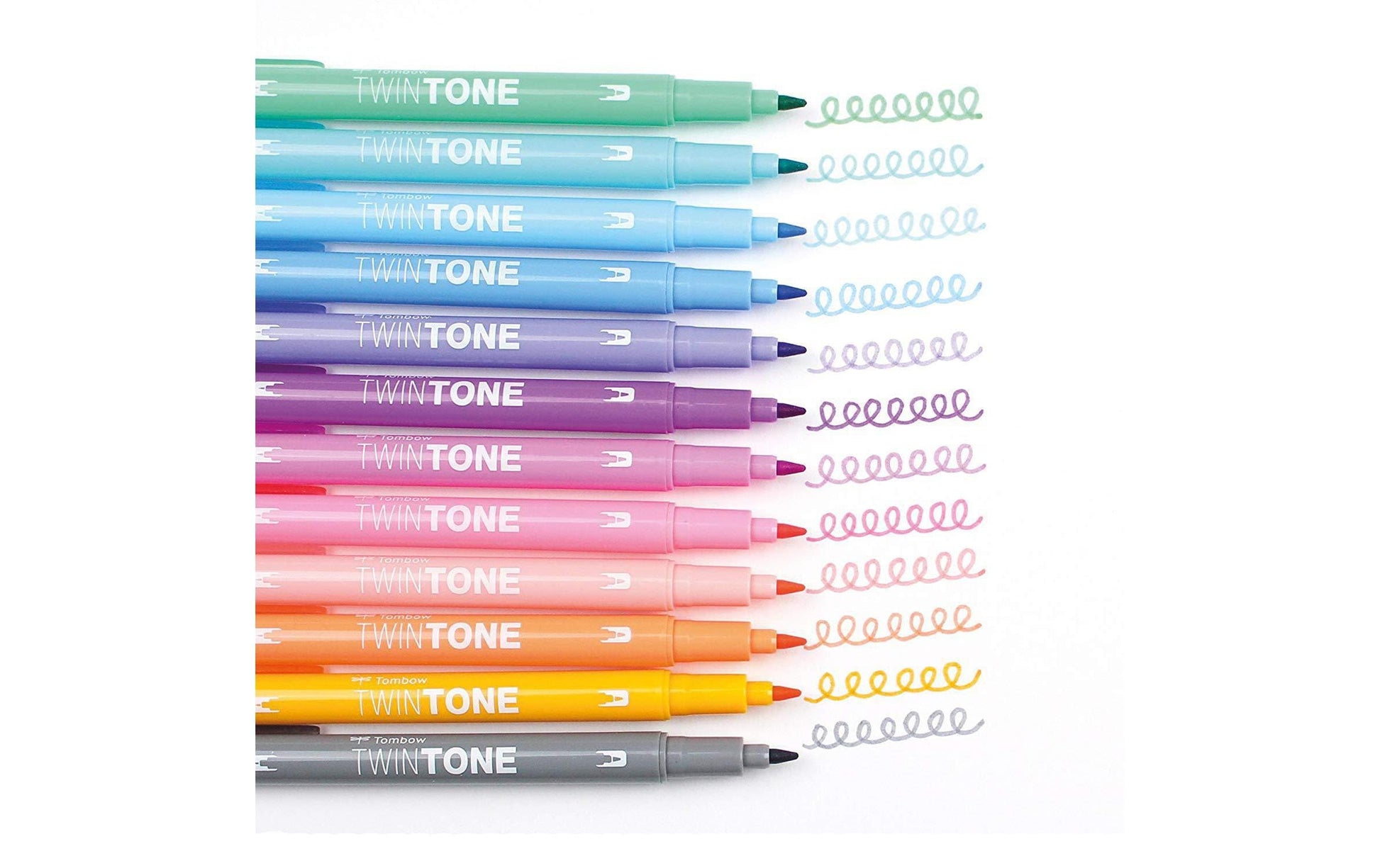 Tombow Fasermaler TwinTone, Strichbreite 0,3/0,8 mm, 12 Farben