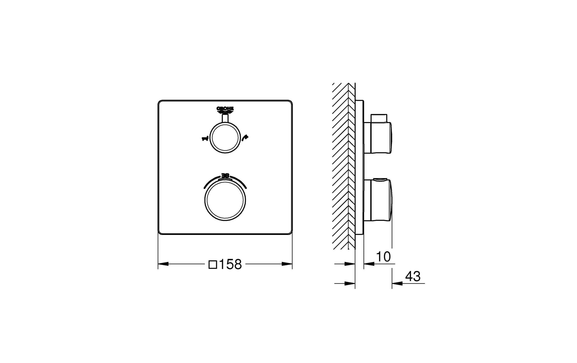 GROHE Badebatterie Grohtherm – Thermostat, Messing, Chrom