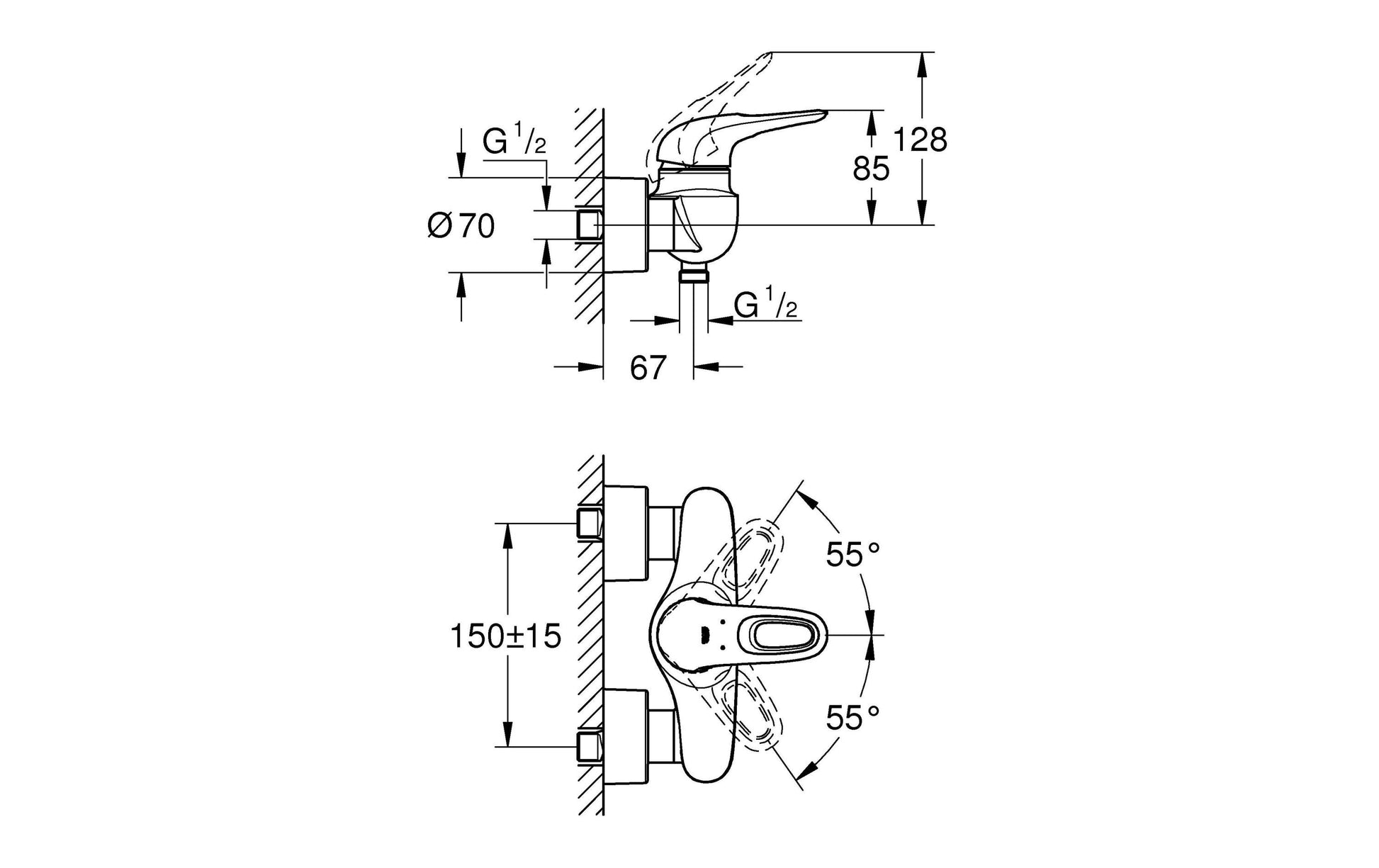 GROHE Eurostyle Badebatterie (Unterputz) – Einhebelmischer, Messing, Chrom
