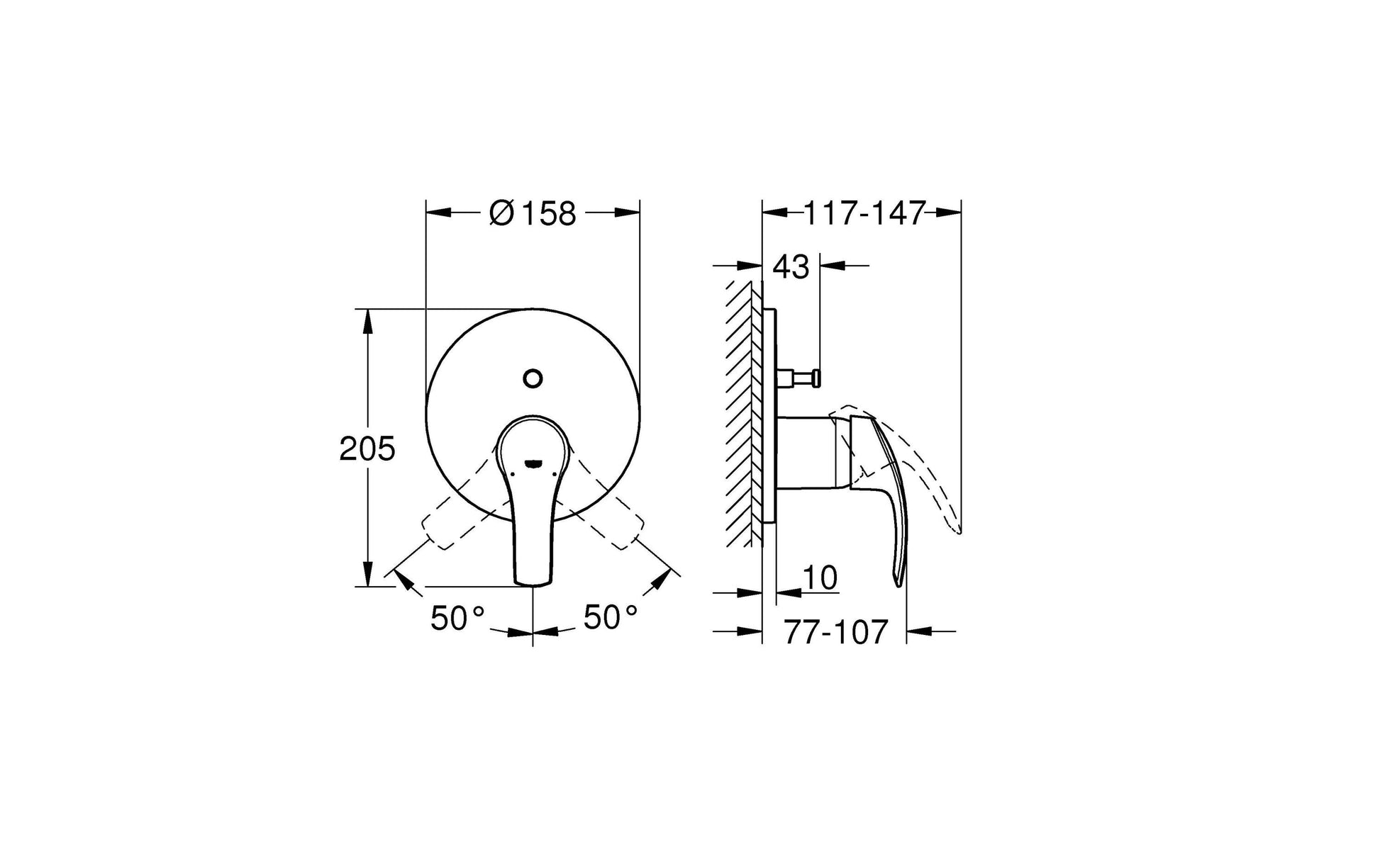 GROHE Badebatterie (Unterputz) Eurosmart – Einhebelmischer, Messing, Chrom