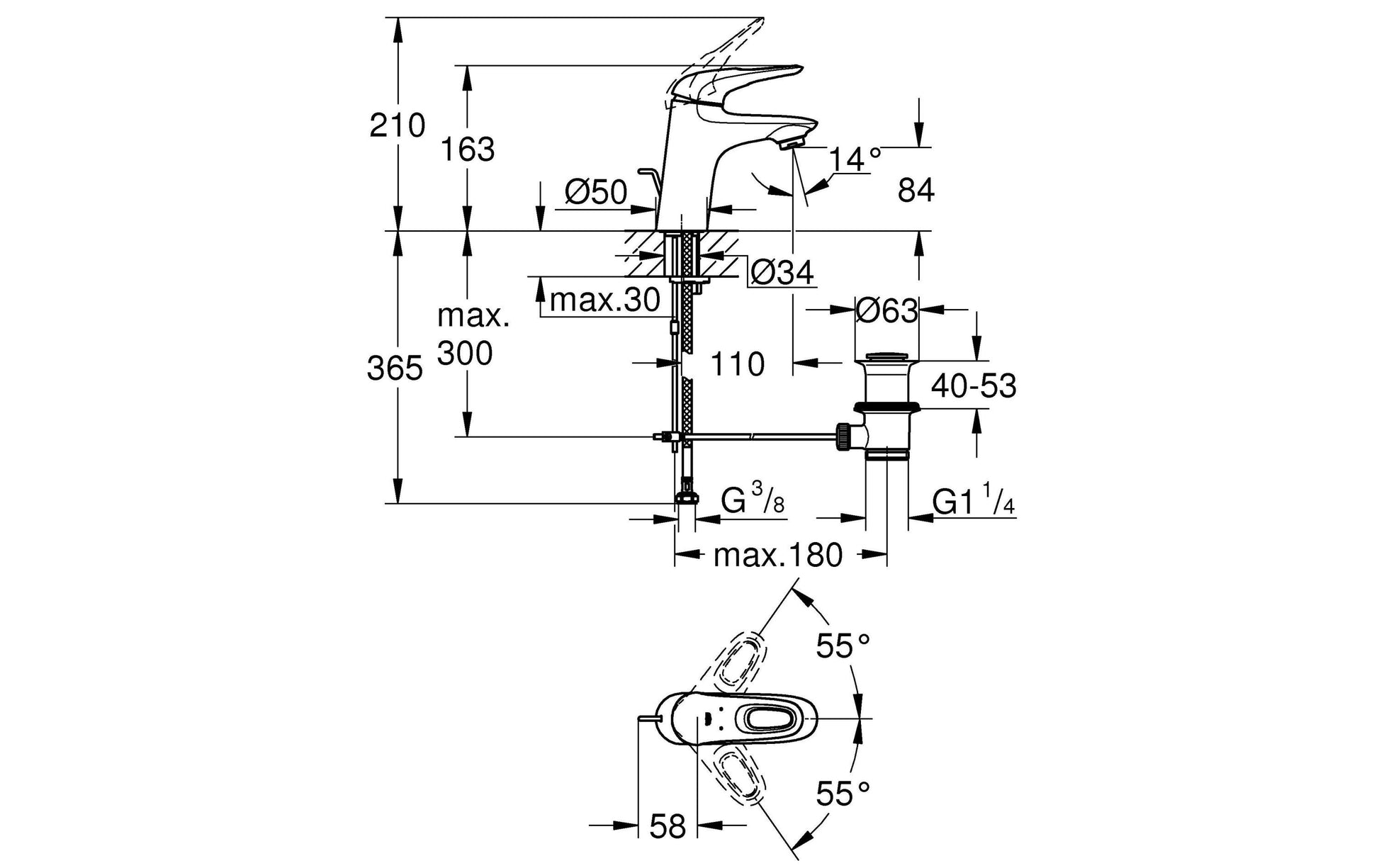 GROHE Eurostyle Unterputz-Badebatterie – Einhebelmischer, Messing, Chrom