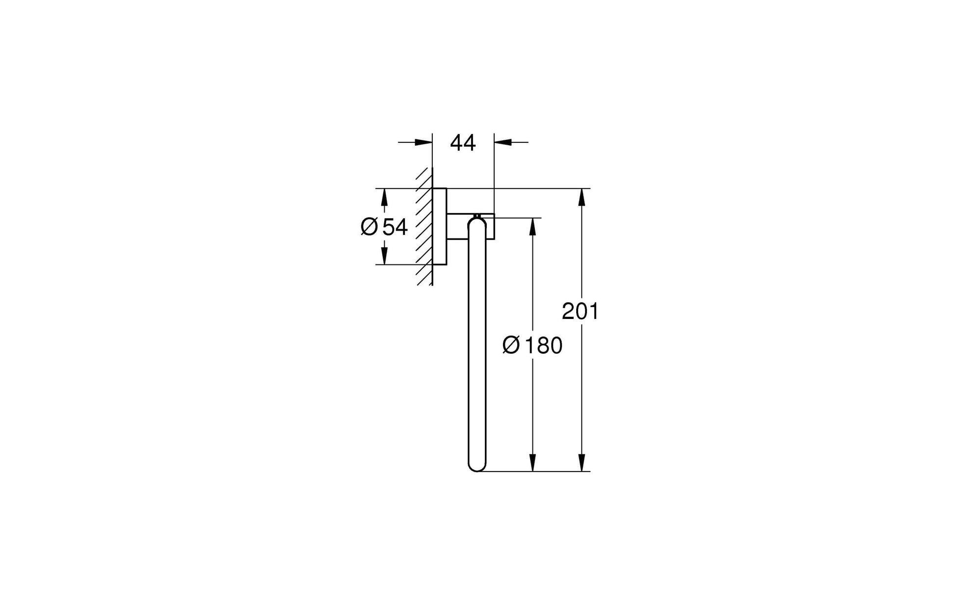 GROHE Handtuchring – Klebemontage – 4,4 × 20,1 cm – Chrom – Metall