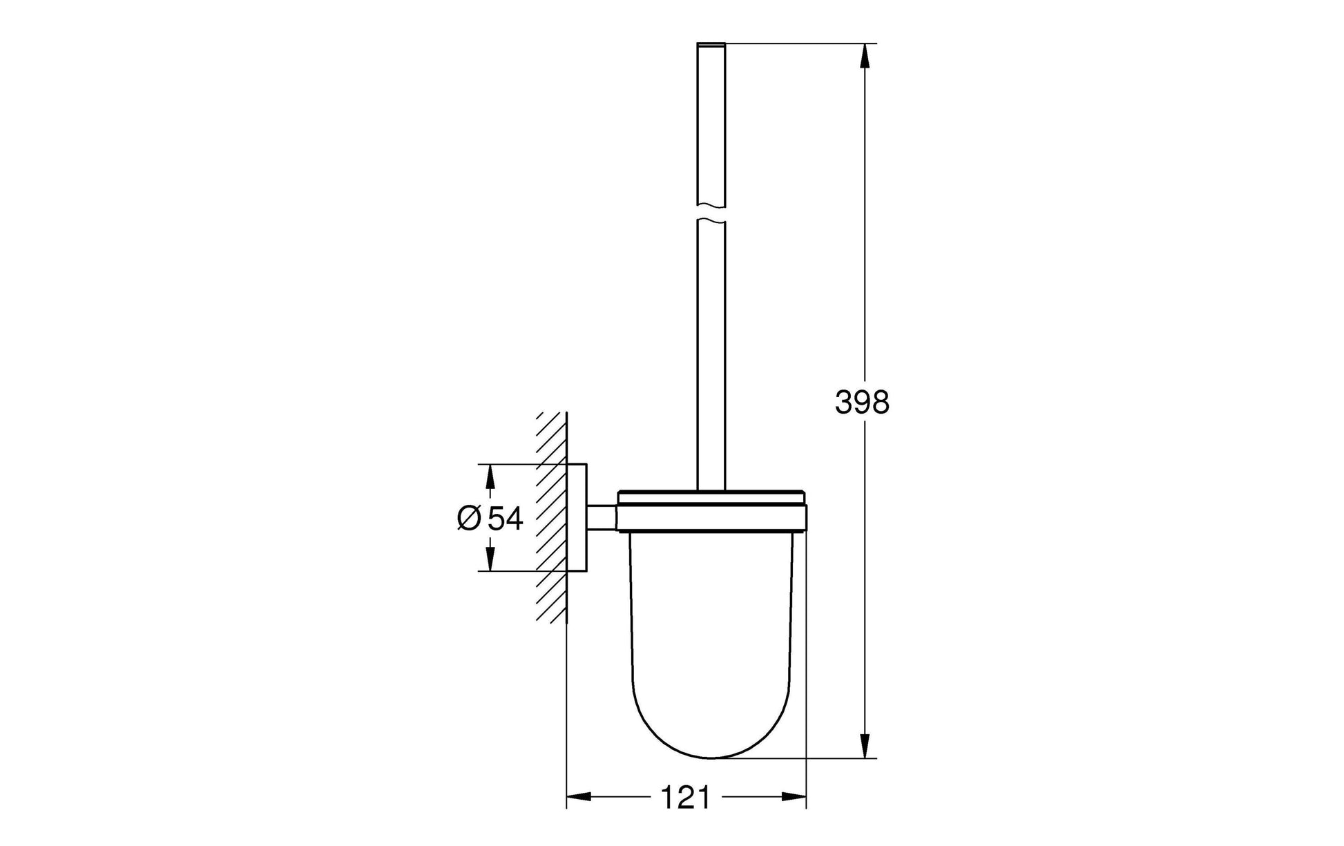 GROHE WC-Bürstenset – Glas, chrom, wandmontiert, Metallgriff, H 39,8 cm, Ø 12 cm