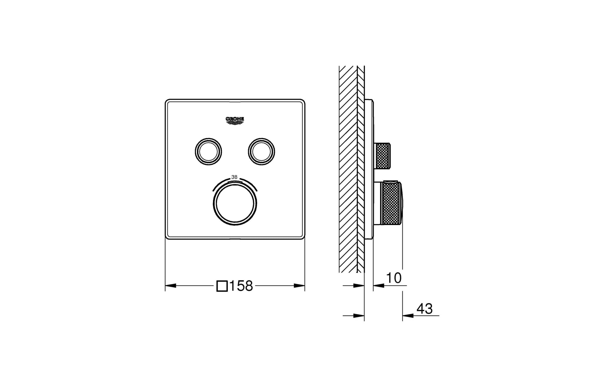 GROHE Badebatterie (Unterputz, Thermostat) Grohtherm SmartControl – Messing, Chrom
