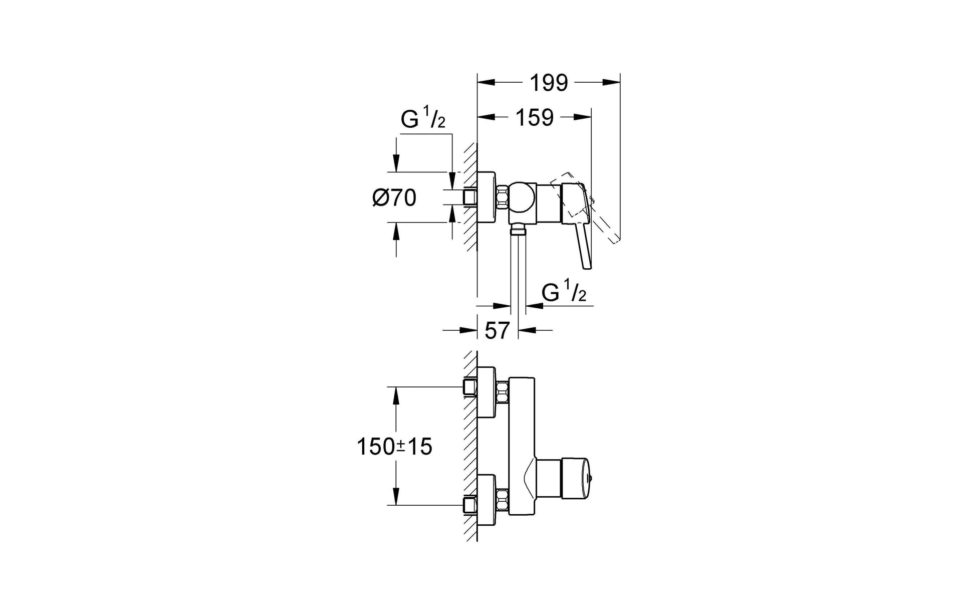 GROHE Badebatterie (Unterputz) Concetto – Einhebelmischer, Messing, Chrom