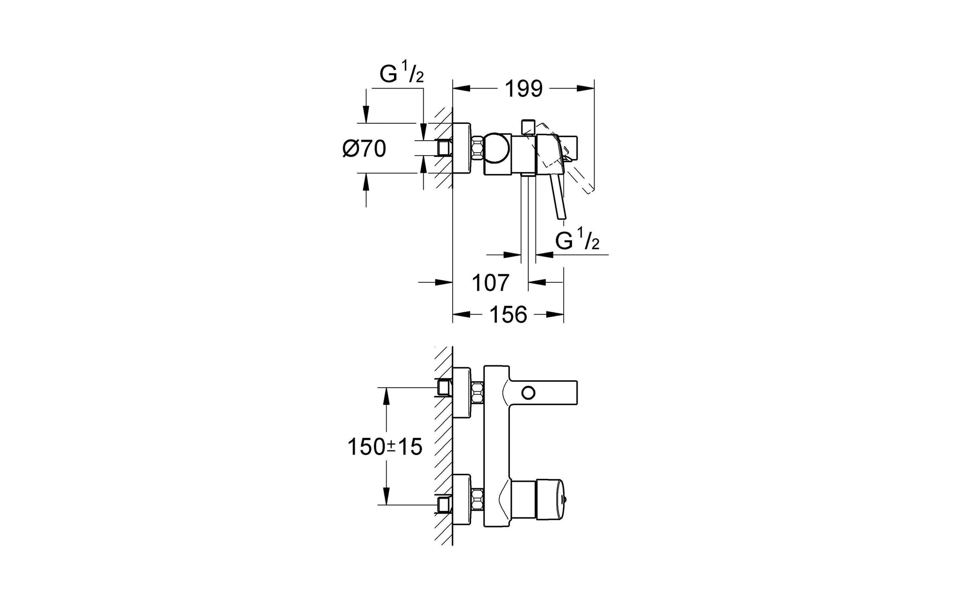 GROHE Badebatterie Concetto – Einhebelmischer, 18 cm, Messing, Chrom