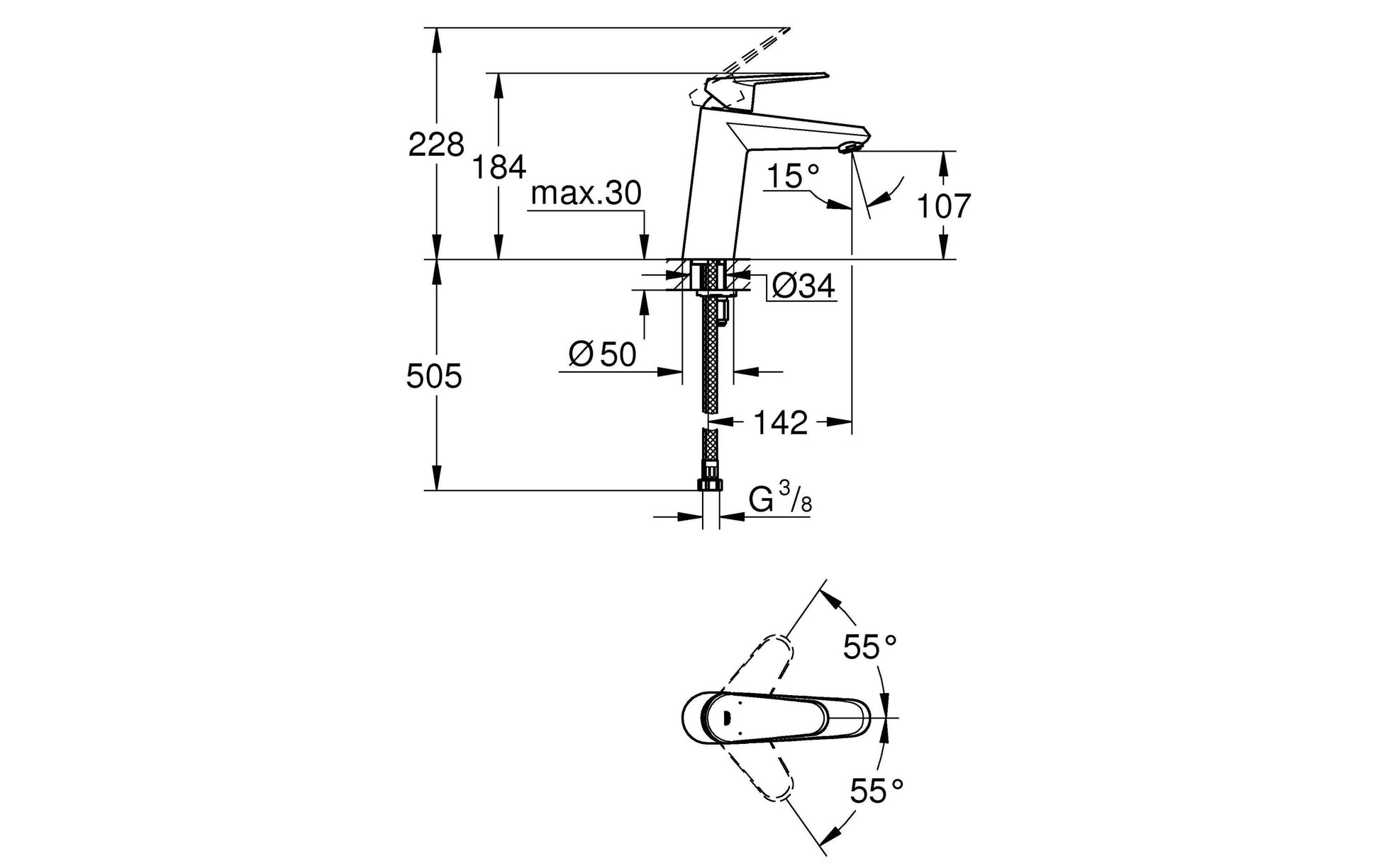 GROHE Eurodisc Cosmopolitan Badarmatur – Einhebelmischer für Waschbecken, Messing, Chrom