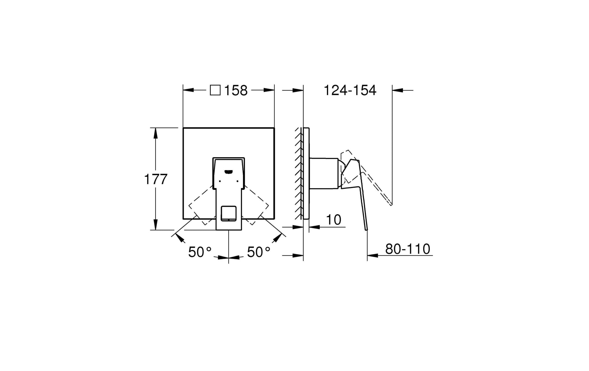 GROHE Eurocube Unterputz-Badebatterie – Einhebelmischer, Messing, Chrom