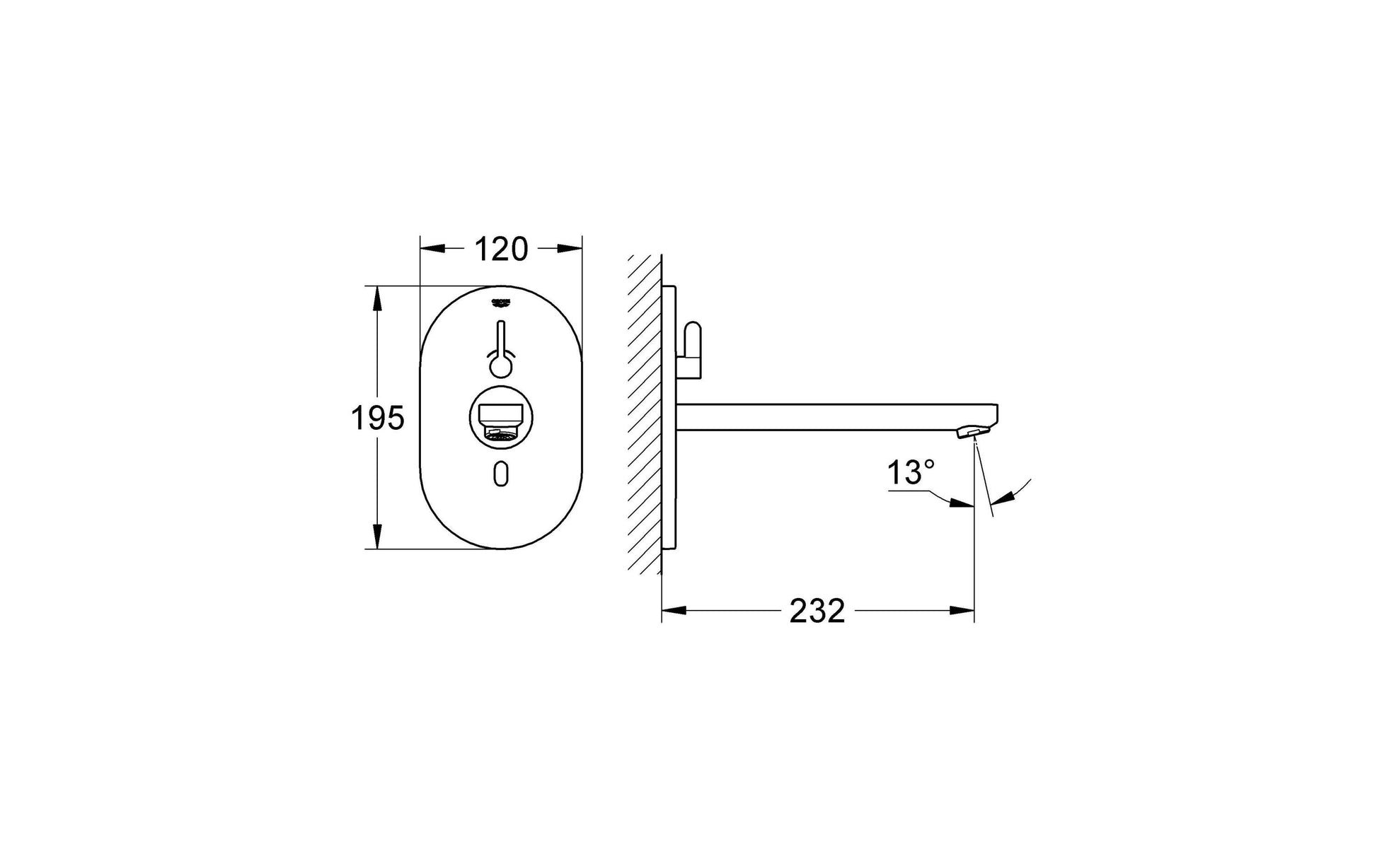 GROHE Badebatterie (Unterputz) Eurosmart Infrarot-Elektronik – 13×11,5 cm, Messing, für Waschbecken, Chrom