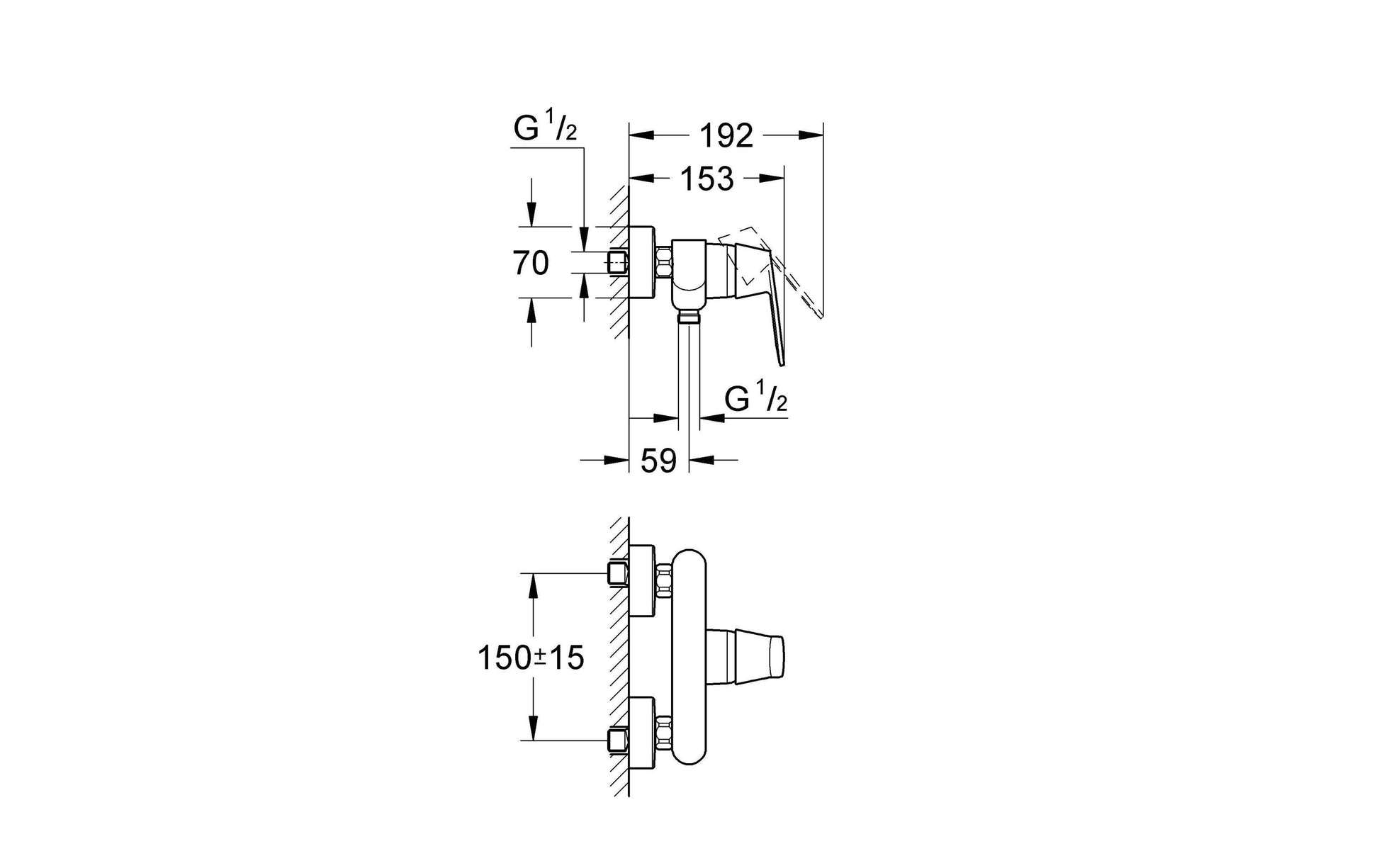 GROHE Eurosmart Cosmopolitan Einhebelmischer – Höhe 180 mm, Messing, Chrom, Keramik-Kartusche, für Dusche