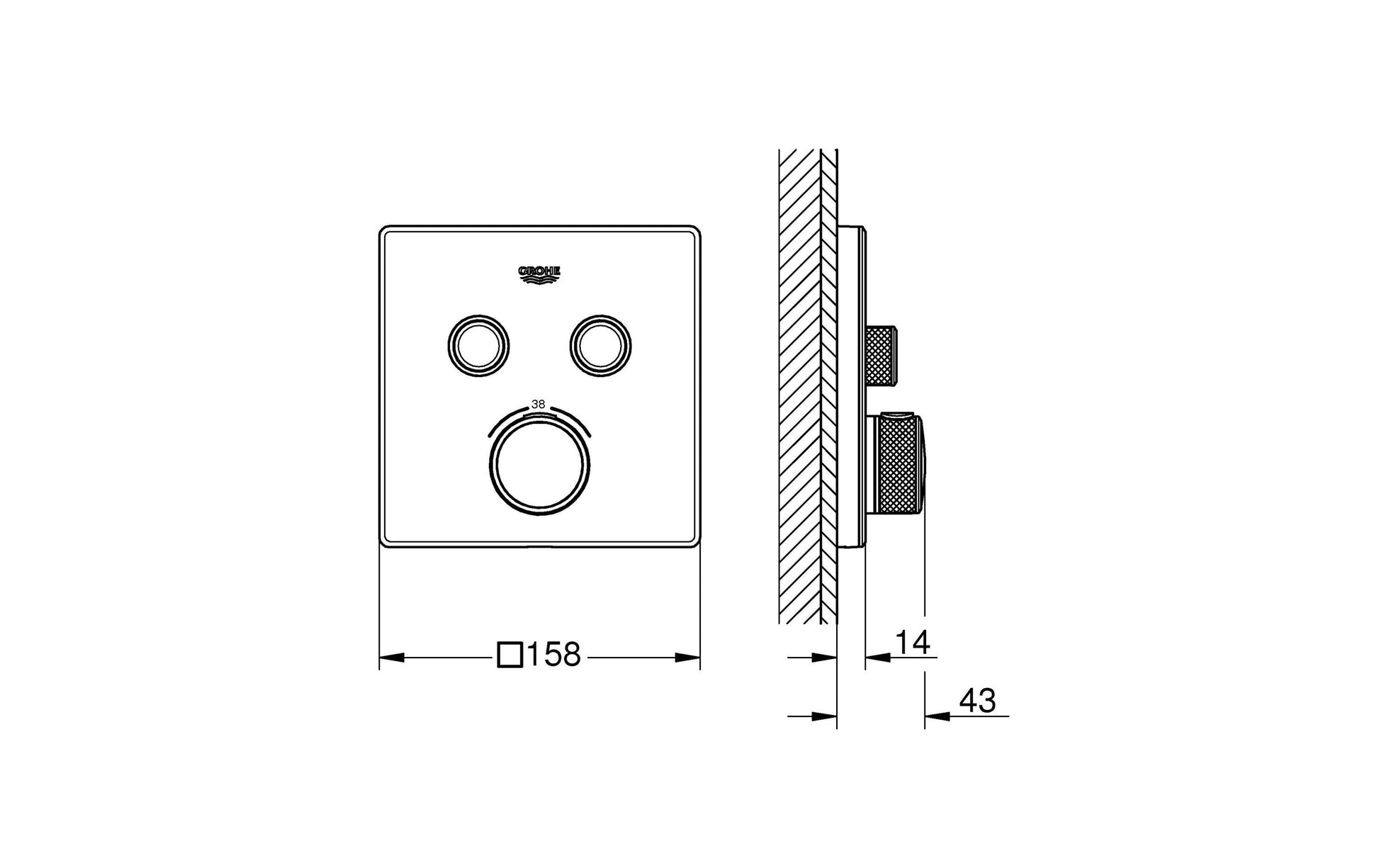 GROHE Grohtherm SmartControl Unterputz-Badebatterie – Messing, Thermostat, Weiss