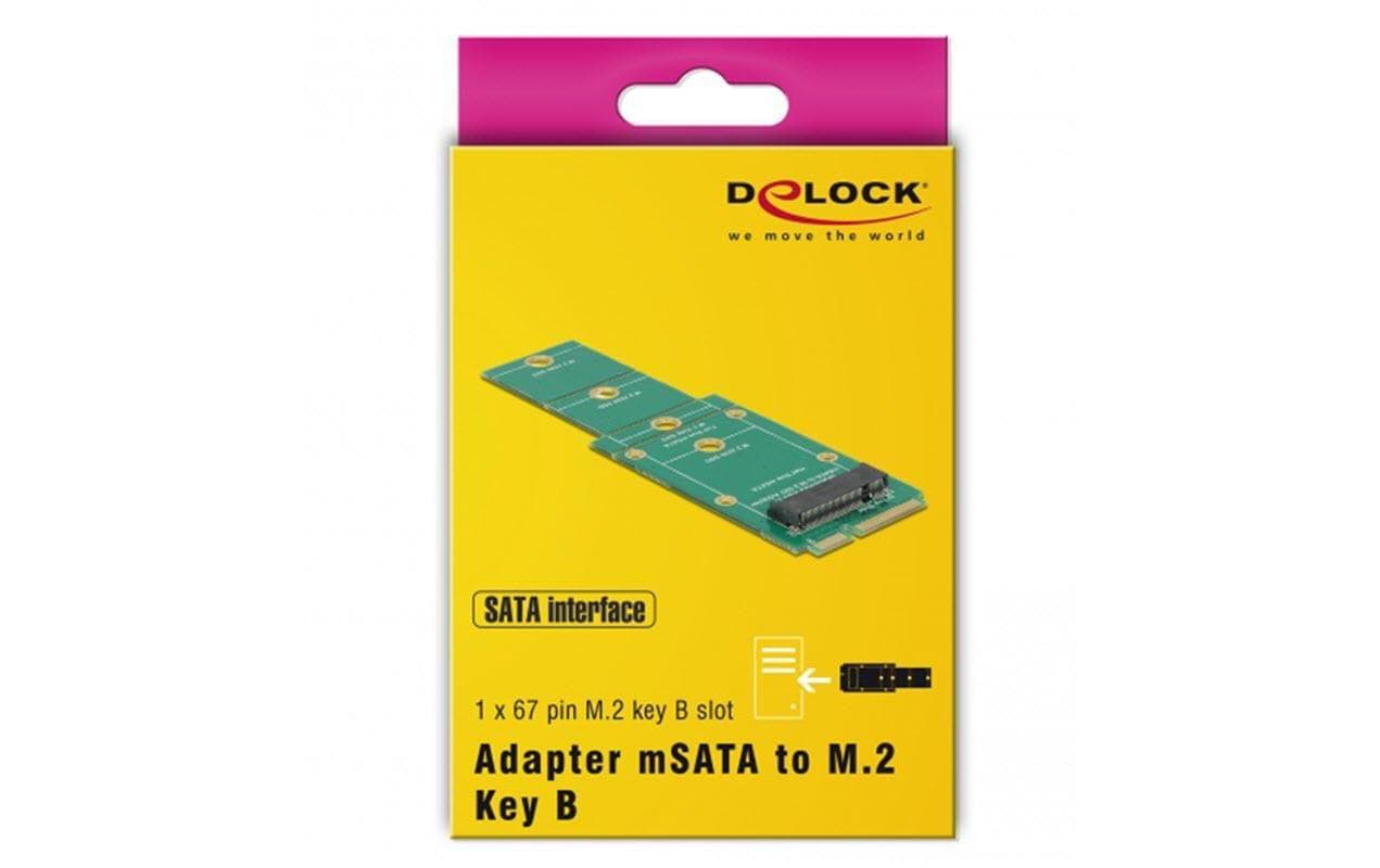 DeLOCK 62592 Adapterplatine M.2 zu mSATA – M.2 Key-B, 95,5 × 30 mm, Grün