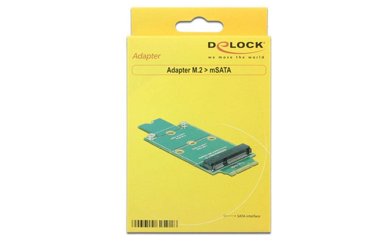 DeLOCK 62591 Adapterplatine mSATA zu M.2 Key-B – mSATA Formfaktor, 80 × 31,5 mm – für mSATA-SSD im M.2-Slot