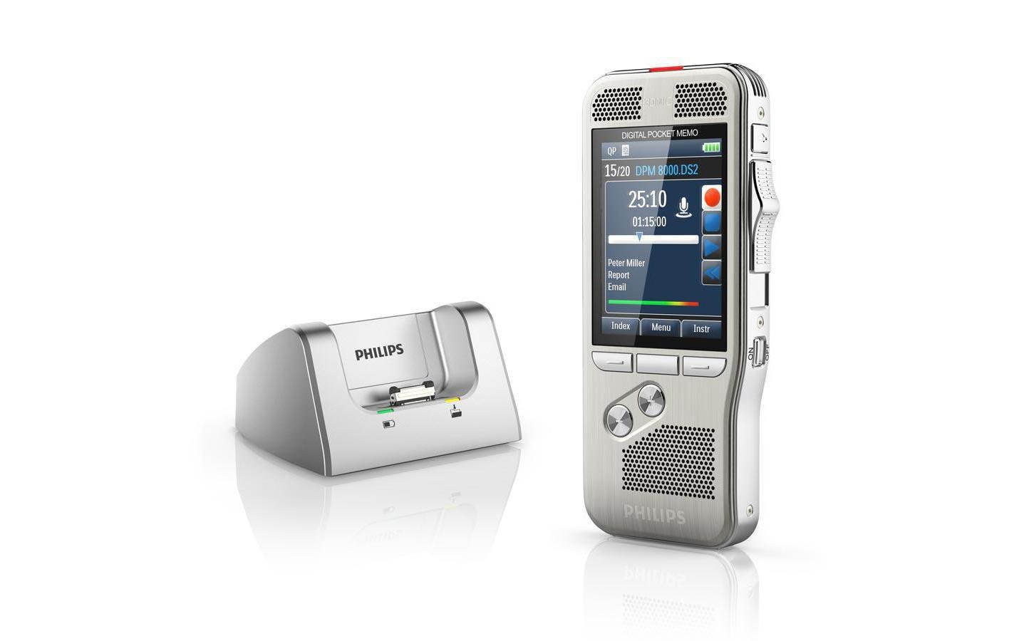 Philips Digital Pocket Memo 8100 Integrator – Digitales Diktiergerät – 30 h, Akkubetrieb, mit Lautsprecher –