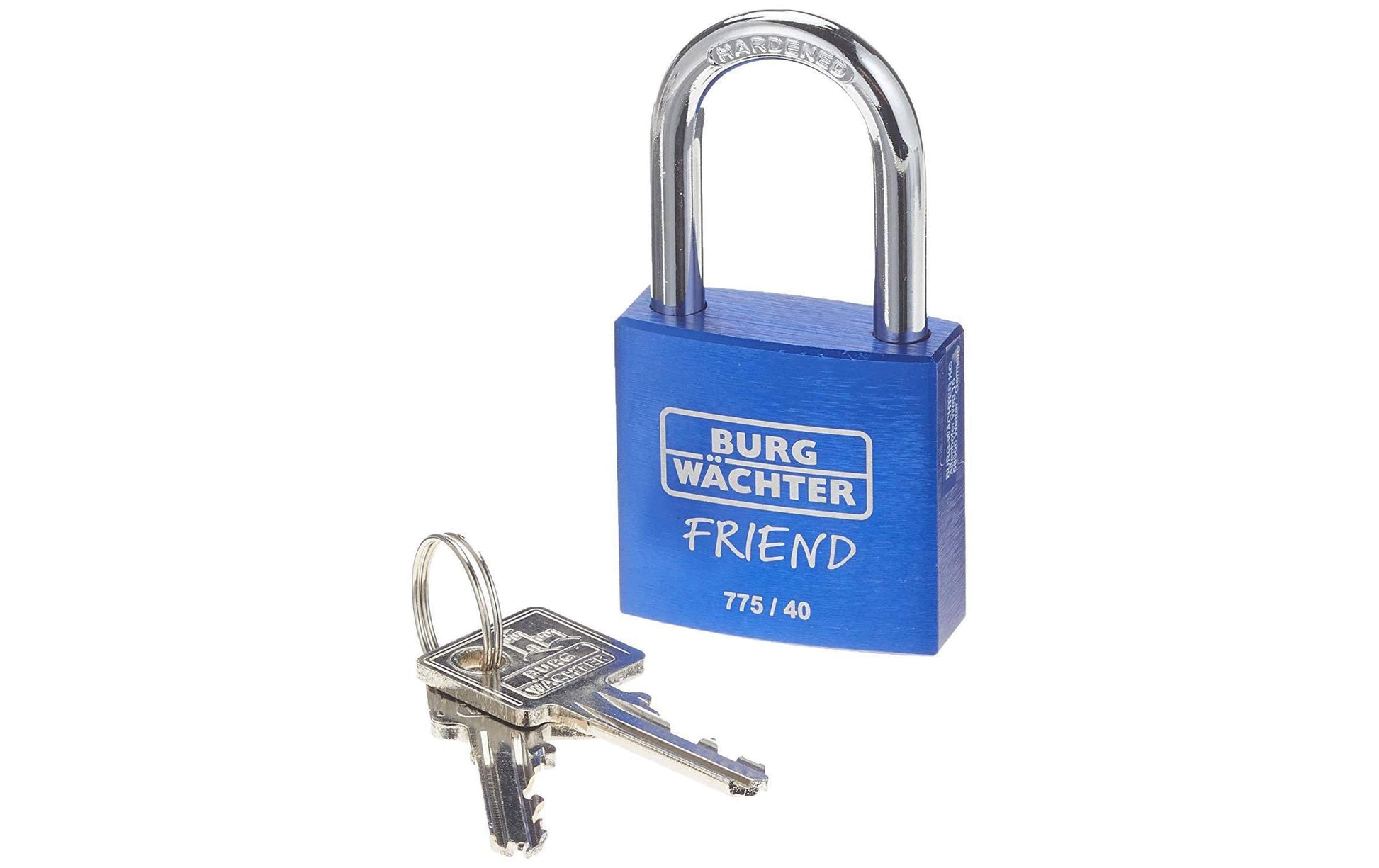 BURG-WÄCHTER Burgwächter 775 40 Friend Mechanisches Vorhängeschloss – Aluminium, Bügel 32,5×20,5 mm, Ø 6 mm, Aussen, Blau
