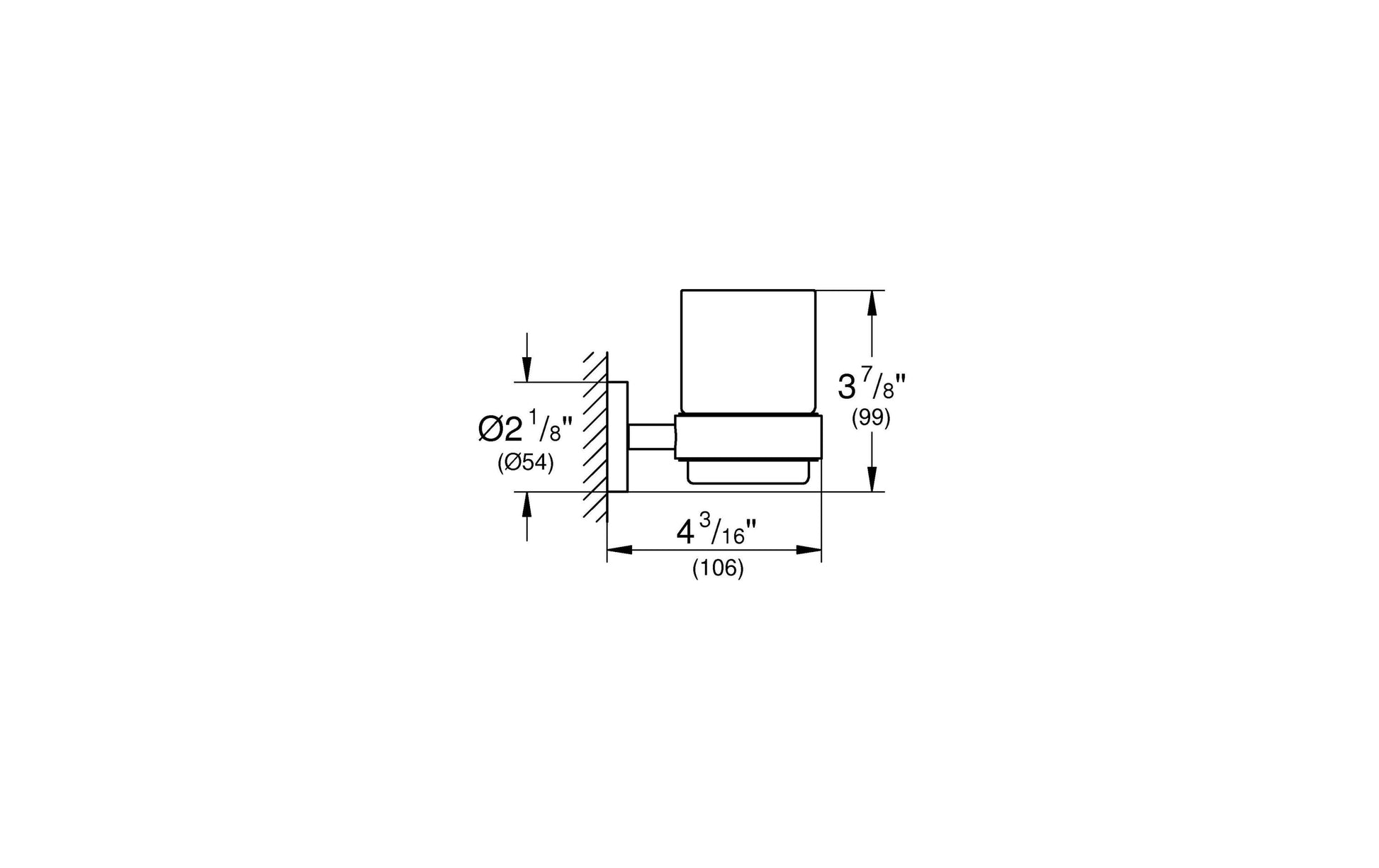 GROHE Zahnputzbecher – Glas, Wandmontiert (Kleben), Chrom