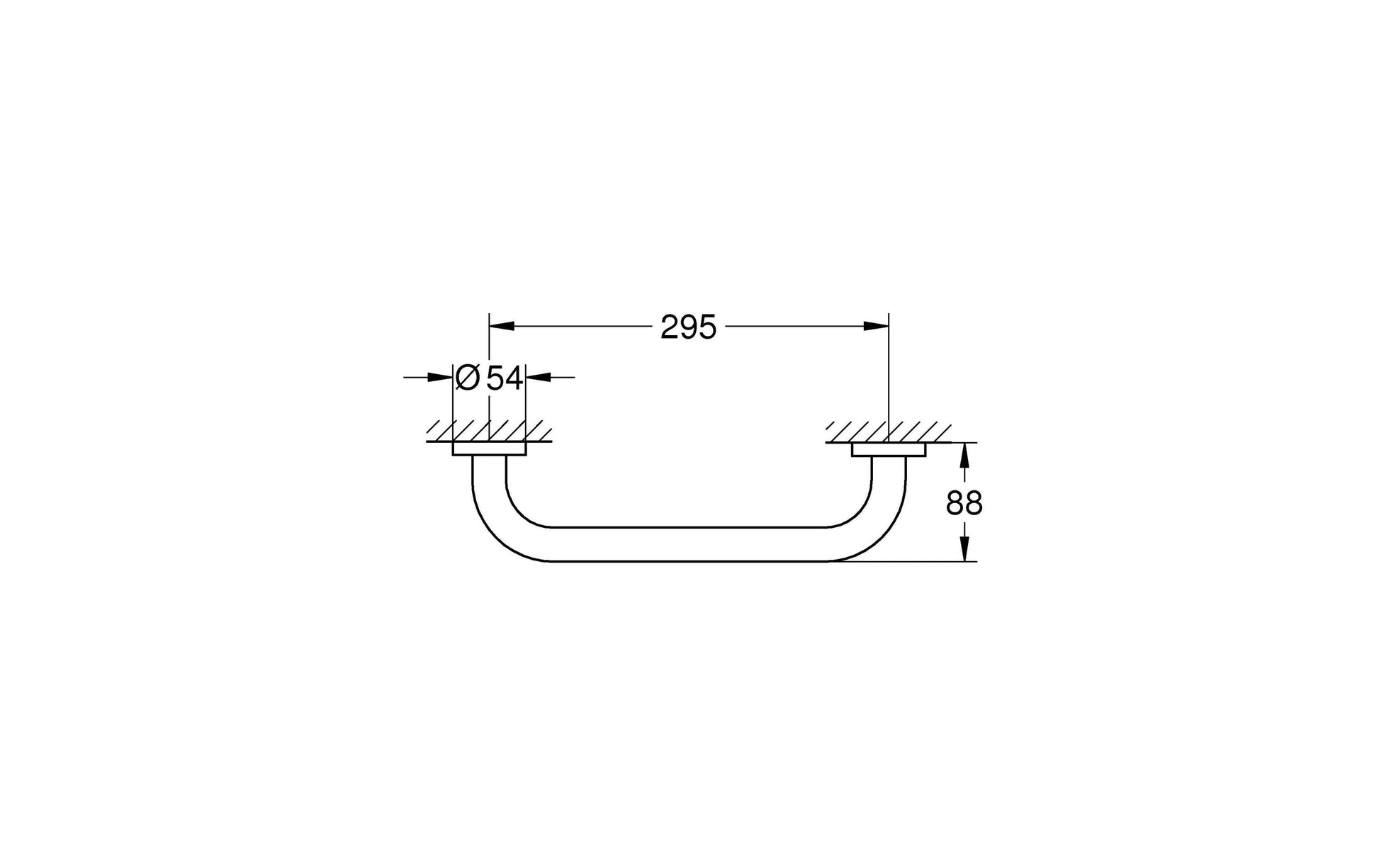 GROHE Essentials Wannengriff – 29,5 cm, Metall/Chrom, Wandmontiert, Zum Schrauben