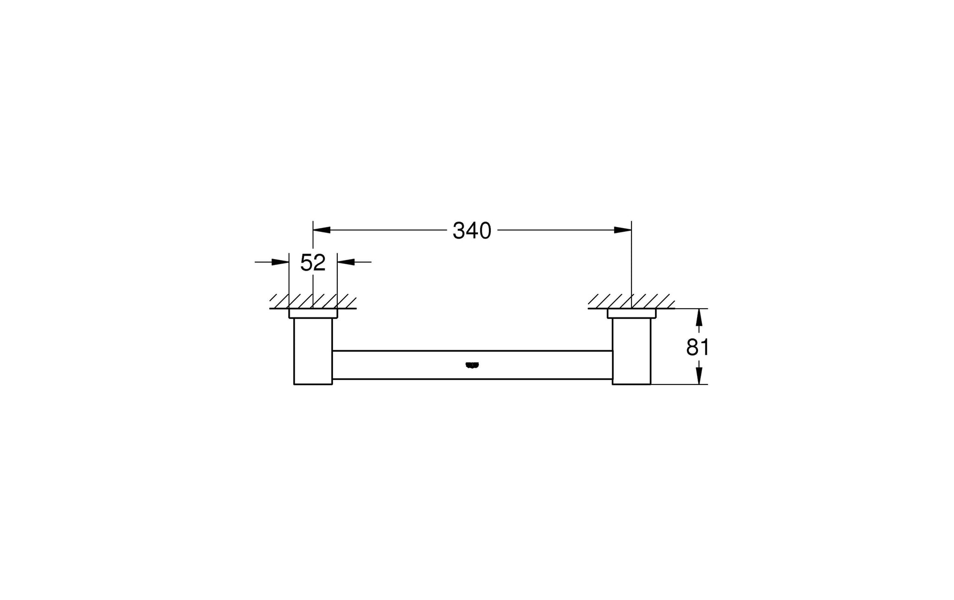 GROHE Essentials Wannengriff – 34 cm, Metall, Chrom, zum Schrauben