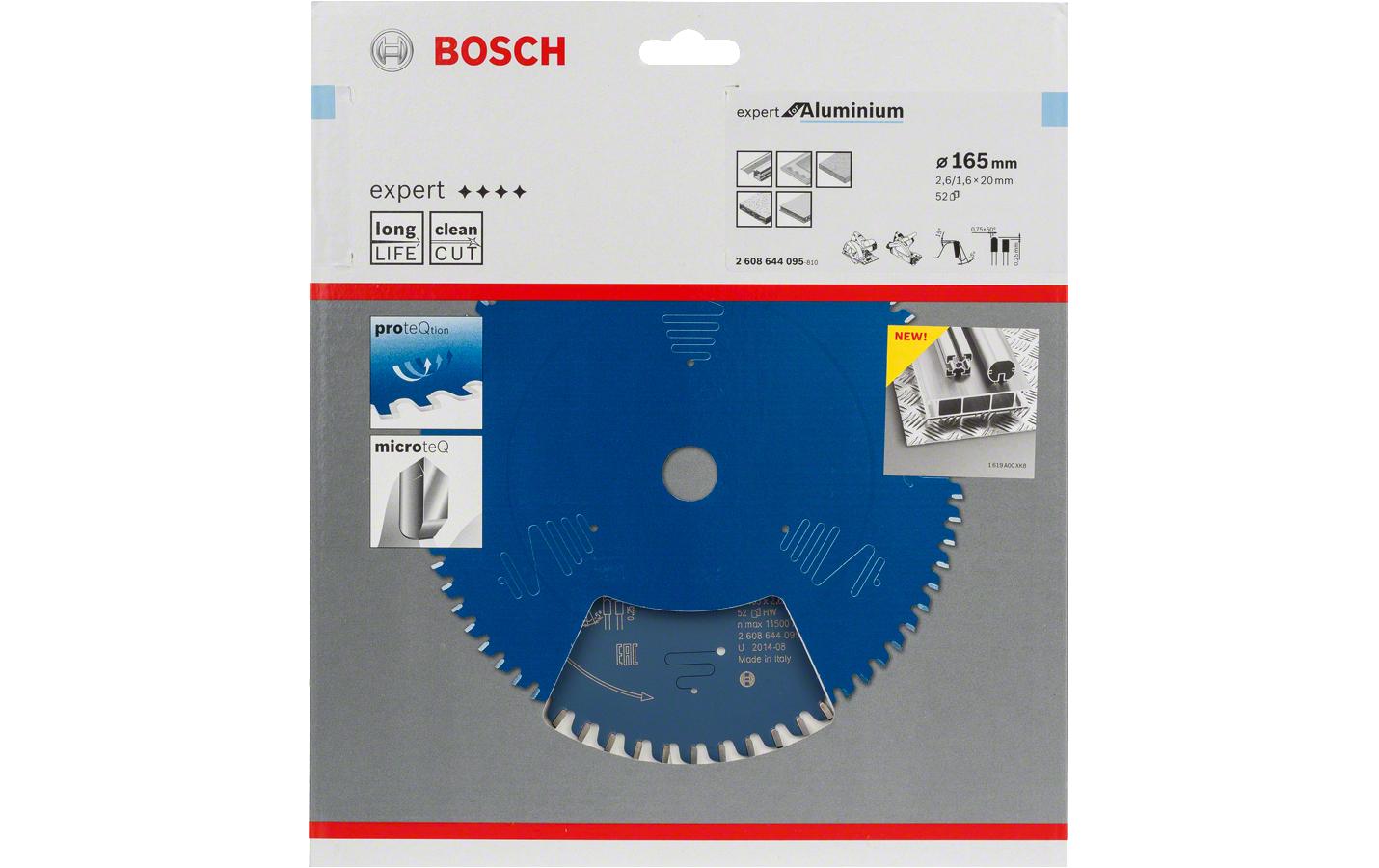 Bosch Kreissägeblatt, 52 Zähne, Expert, 165 mm × 20 mm × 2,6 mm