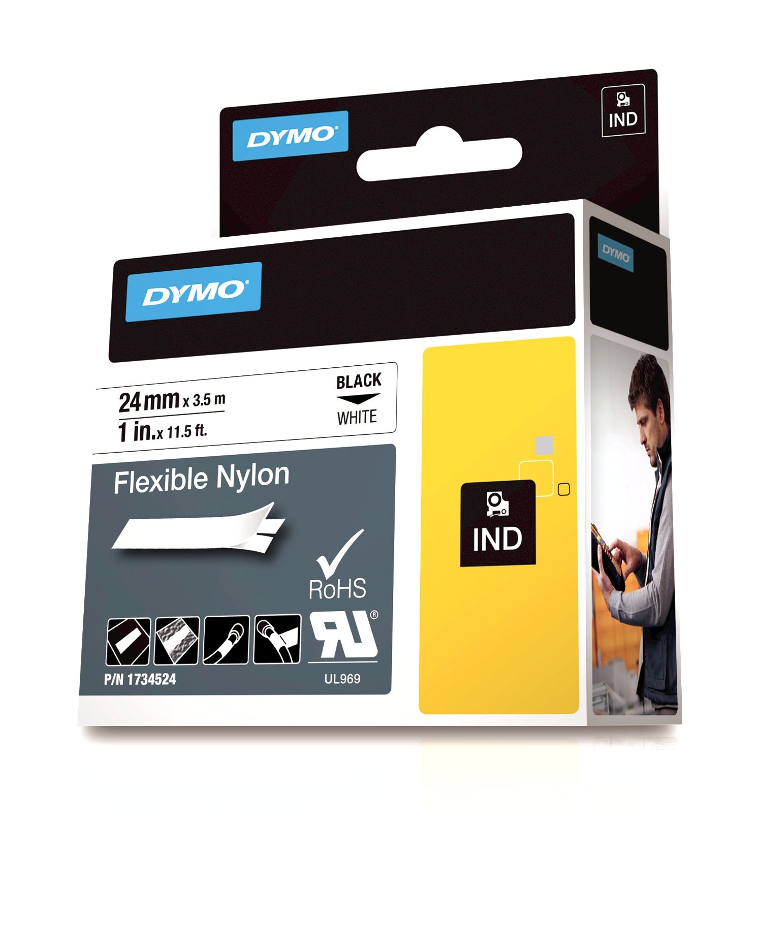 DYMO Schriftband – 24 mm, weiss, Rhino