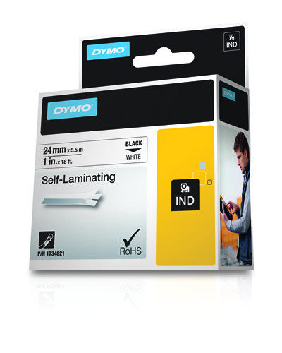 DYMO Schriftband – 24 mm × 5,5 m, weiss, schwarz, Rhino
